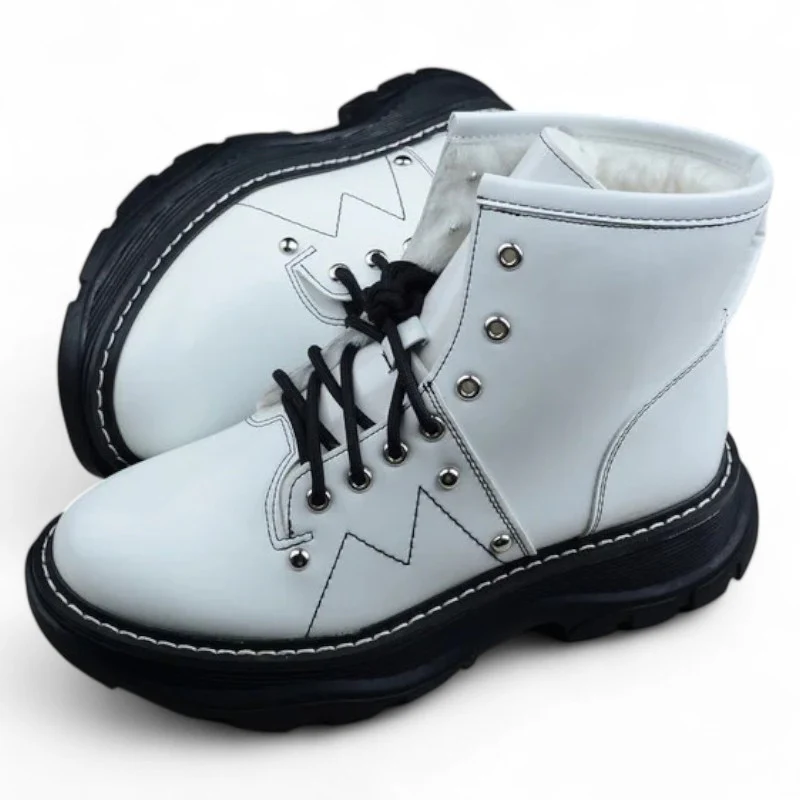 Alexander McQueen White High-Top Combat Boot – Black Sole - Sneaker Replica Workshop