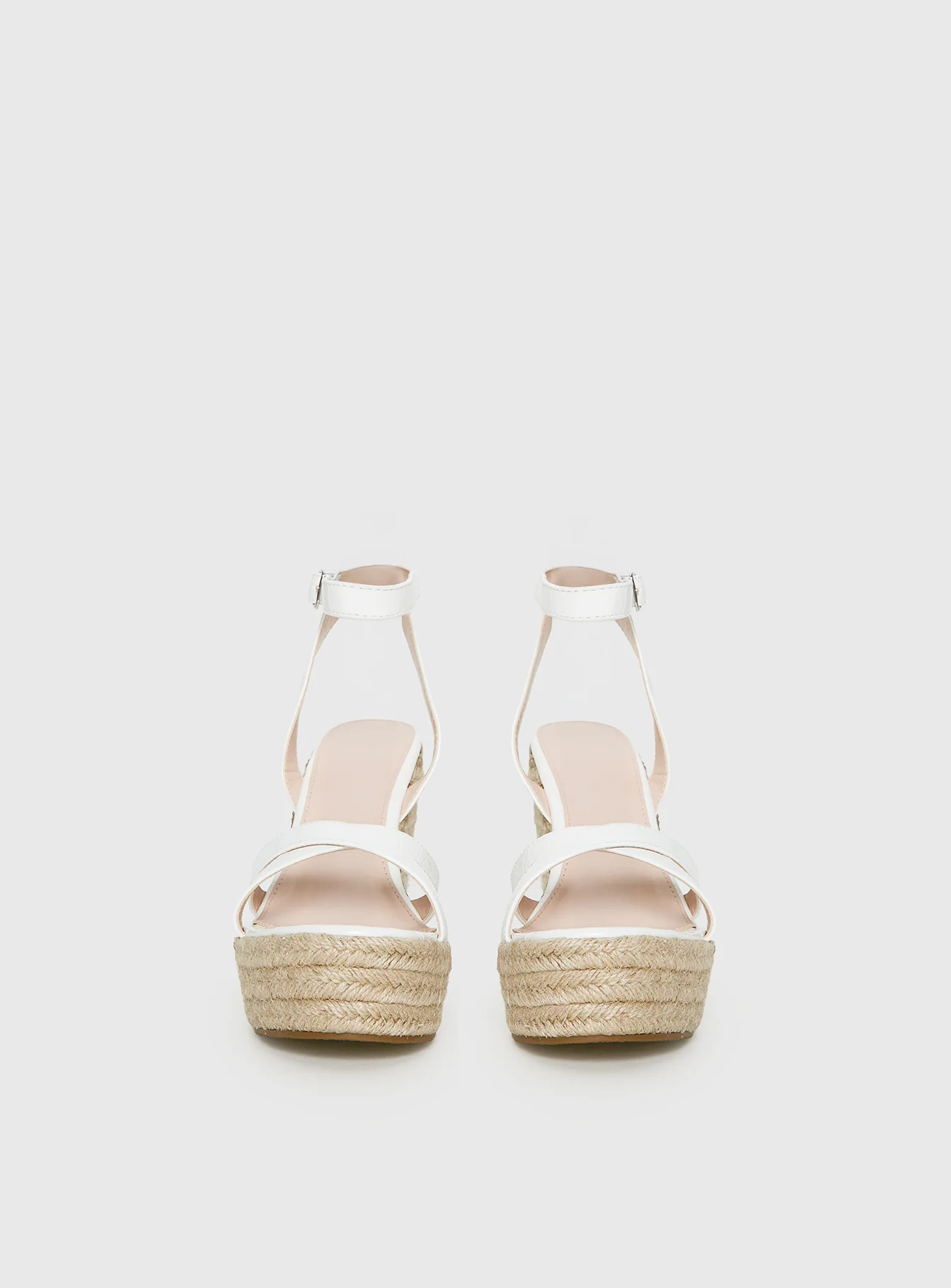 Jesper Espadrille Wedged Heels White Croc