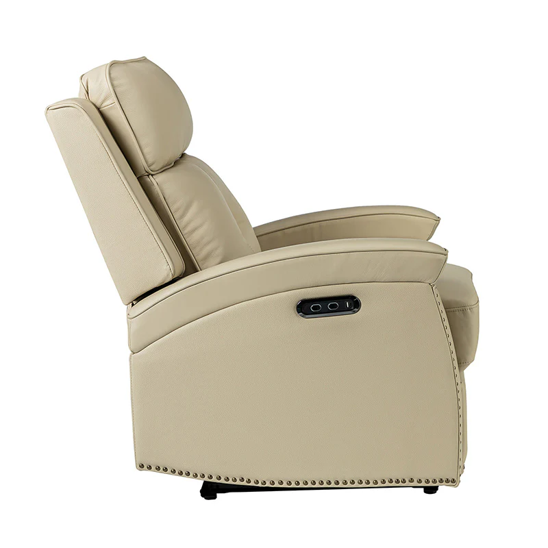 Stefan Genuine Leather Power Recliner with Nailhead Trim