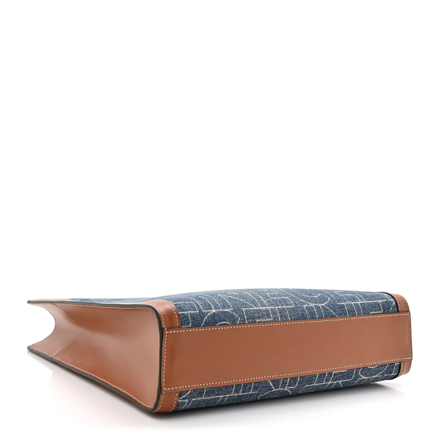 Denim All Over Print Small Vertical Cabas Navy Tan - Top Club