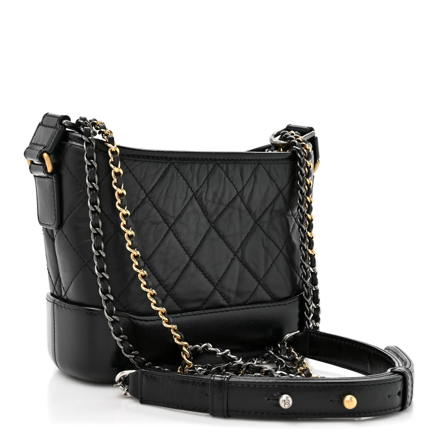 Aged Calfskin Quilted Small Gabrielle Hobo Black - Top Club