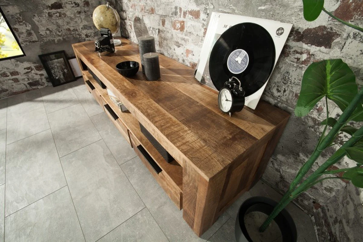 Designer TV cabinet natural W.170cm x H.45cm x D.45cm - sideboard - chest of drawers - handmade from solid mango wood!