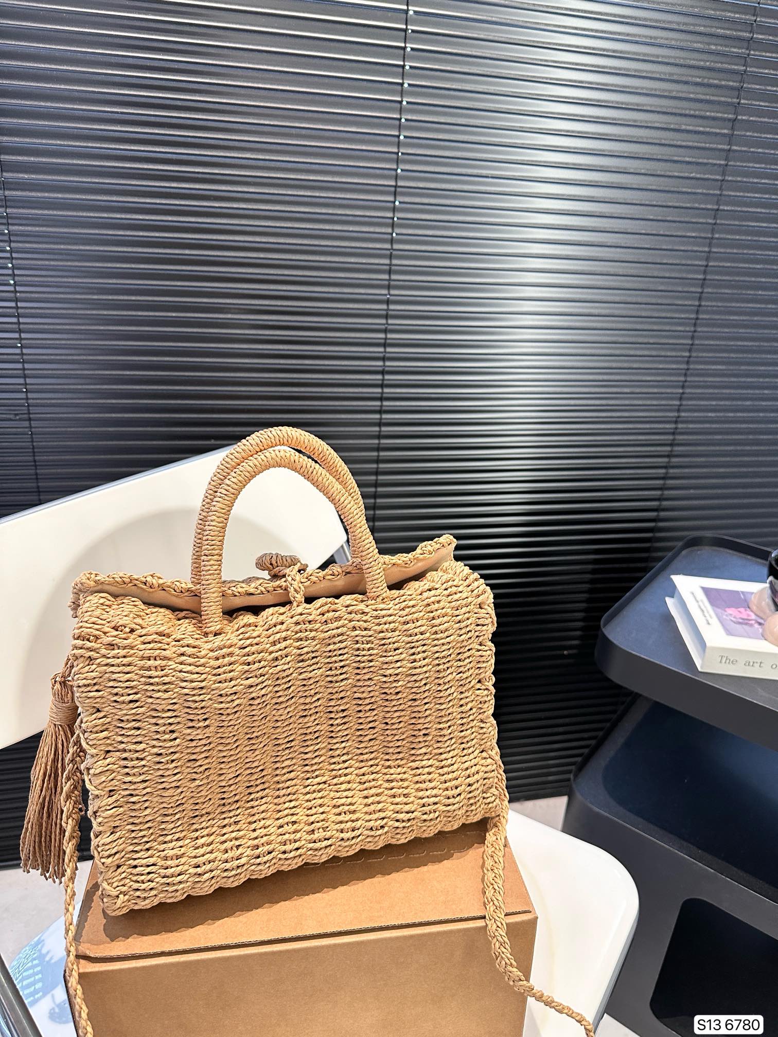 SAINT LAURENT YSL Vacation Woven Tote Bag 27x18cm - Top Club