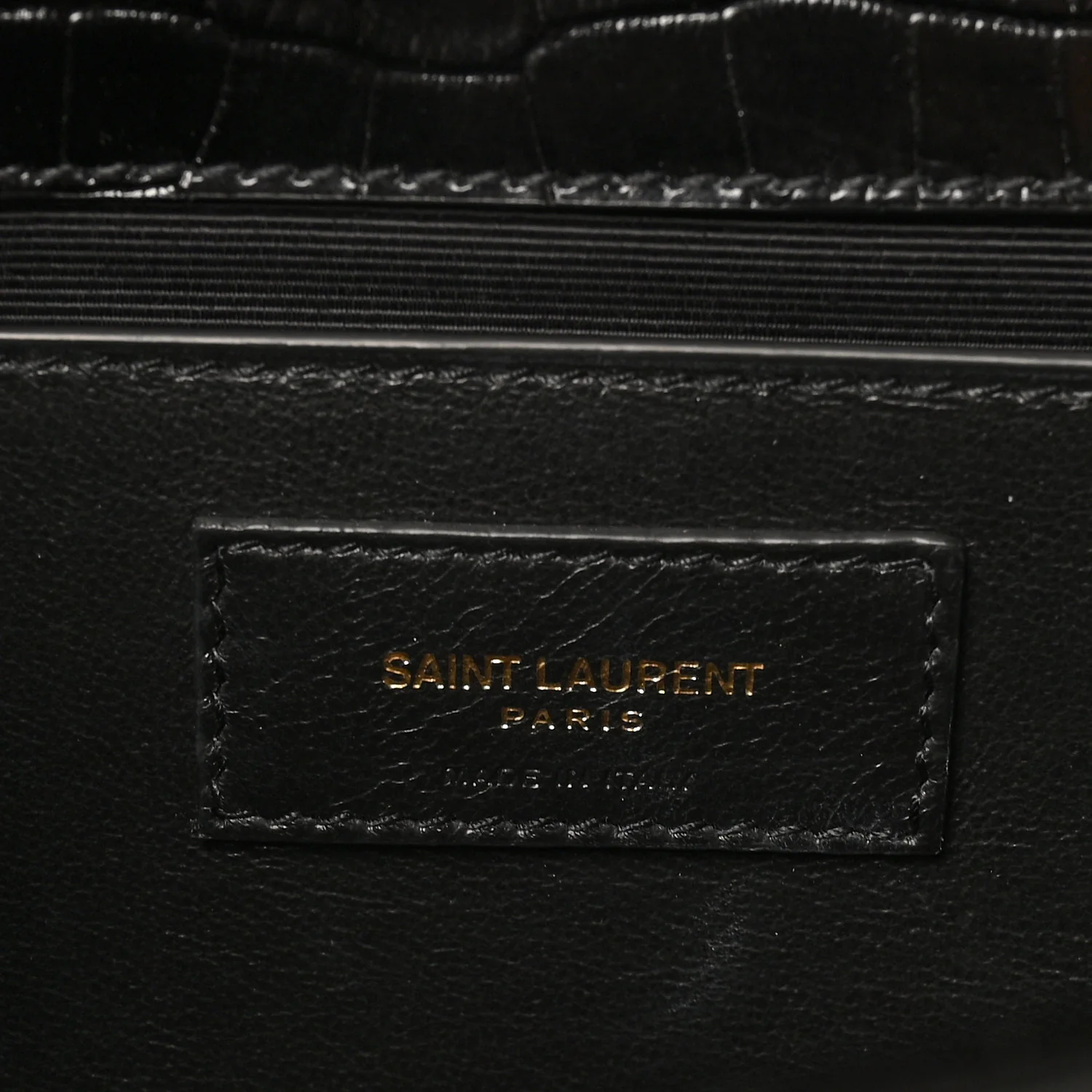 Calfskin Crocodile Embossed Medium Classic Monogram Kate Tassel Satchel Black - Top Club