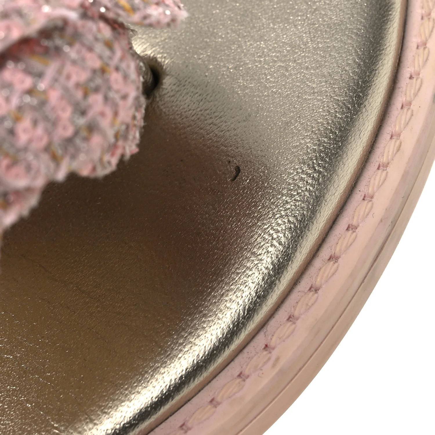 Tweed Camellia Thong Sandals 37.5 Salmon Apricot Gold - Top Club