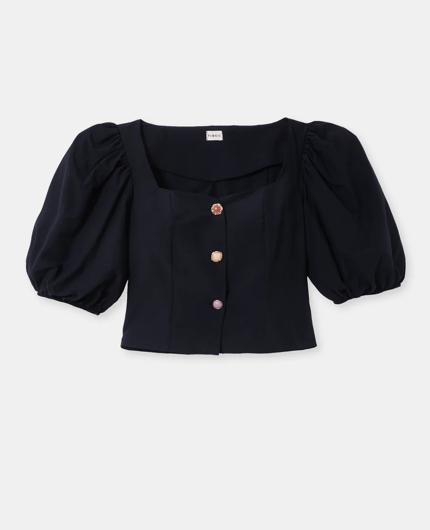 Pimkie Blouse cintrée manches ballons boutons pierres