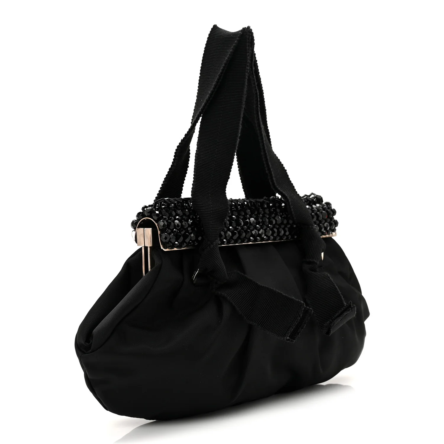 Tessuto Nylon Bead Evening Bag Black - Top Club