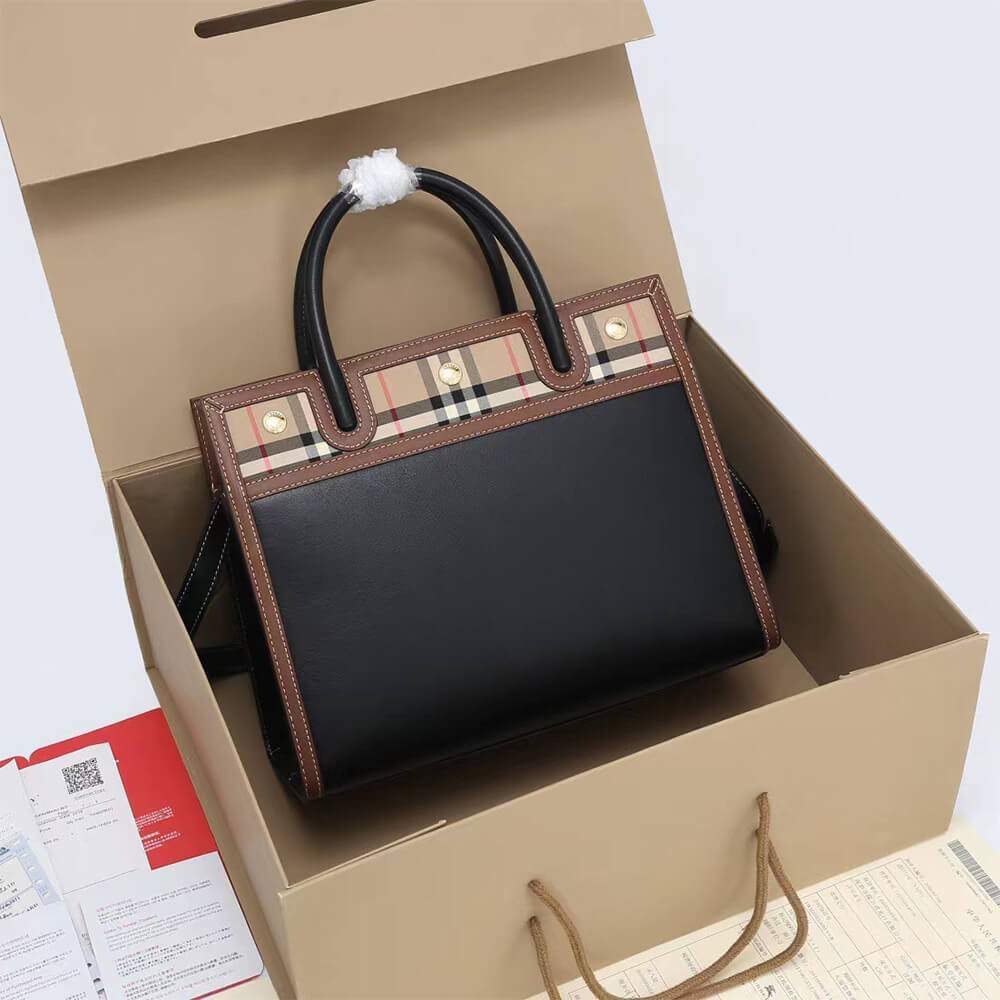 Small Vintage Check Two Handle Title Bag - Top Club