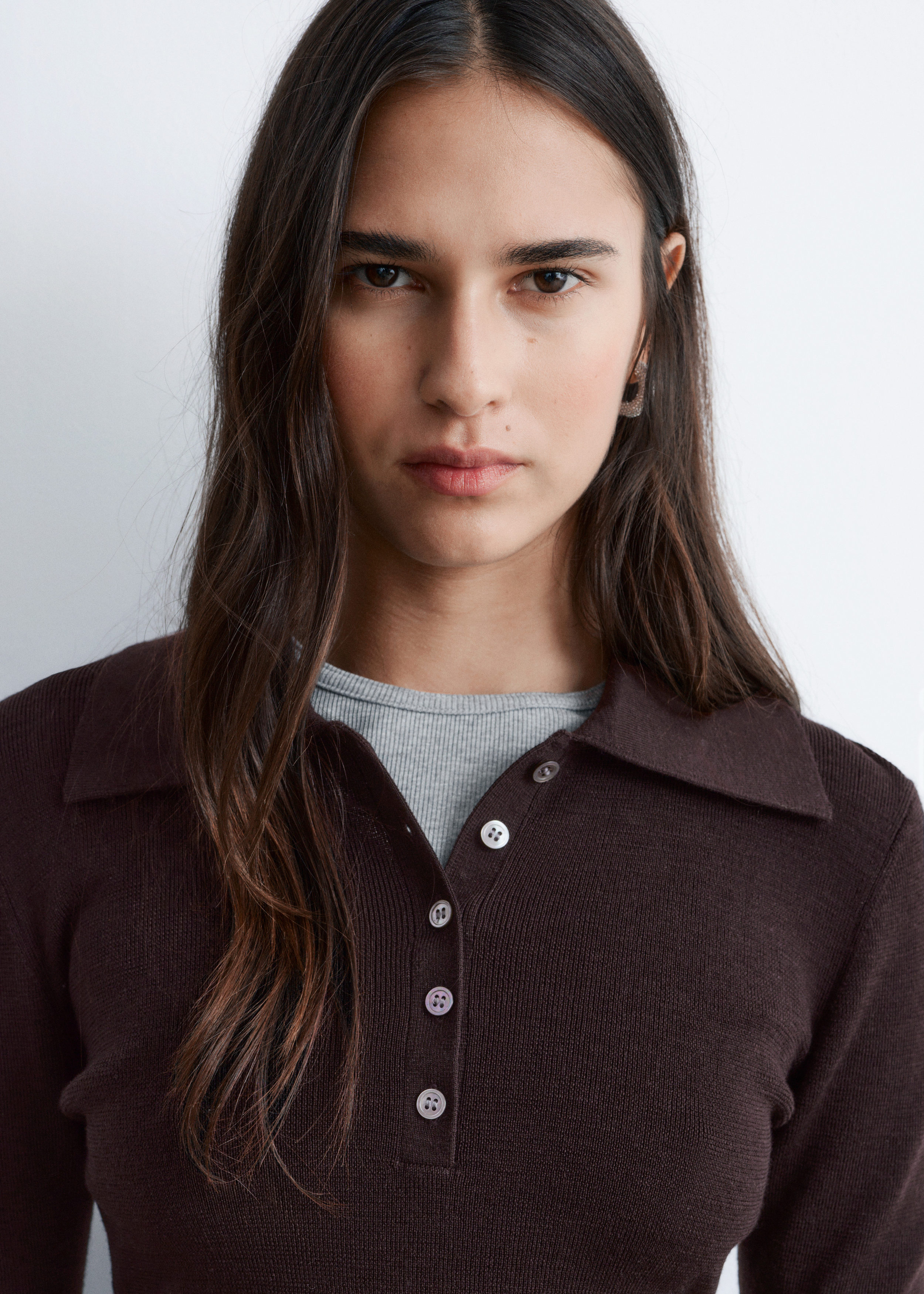 & Other Stories RIB-KNIT MERINO WOOL POLO TOP