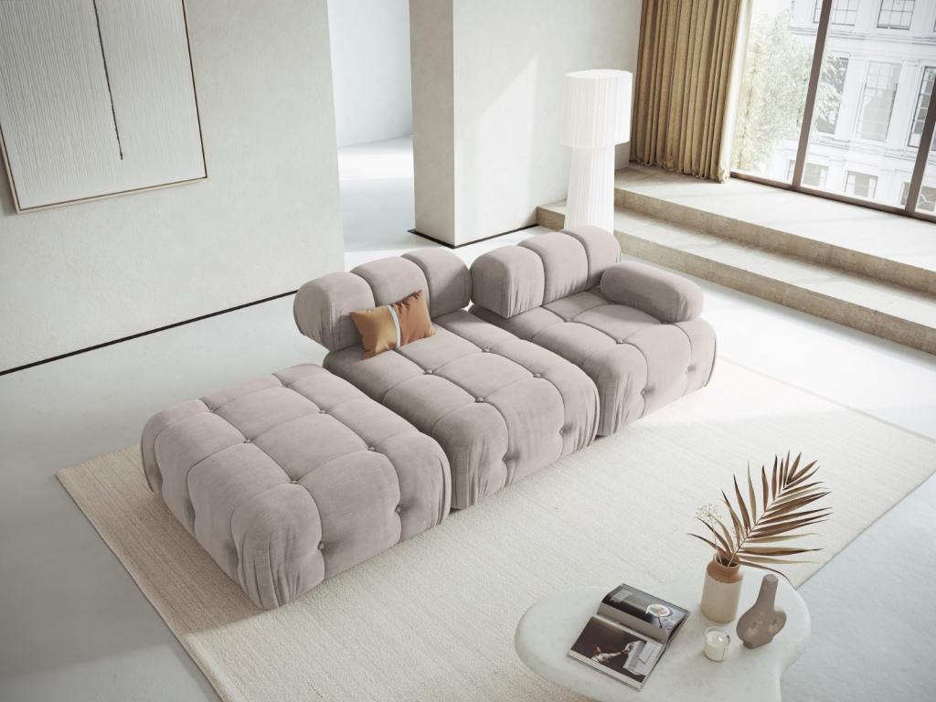 Lujodec - Sofá modular izquierdo "Ferento" 3 plazas de tejido estructural gris claro - 288x96x71cm