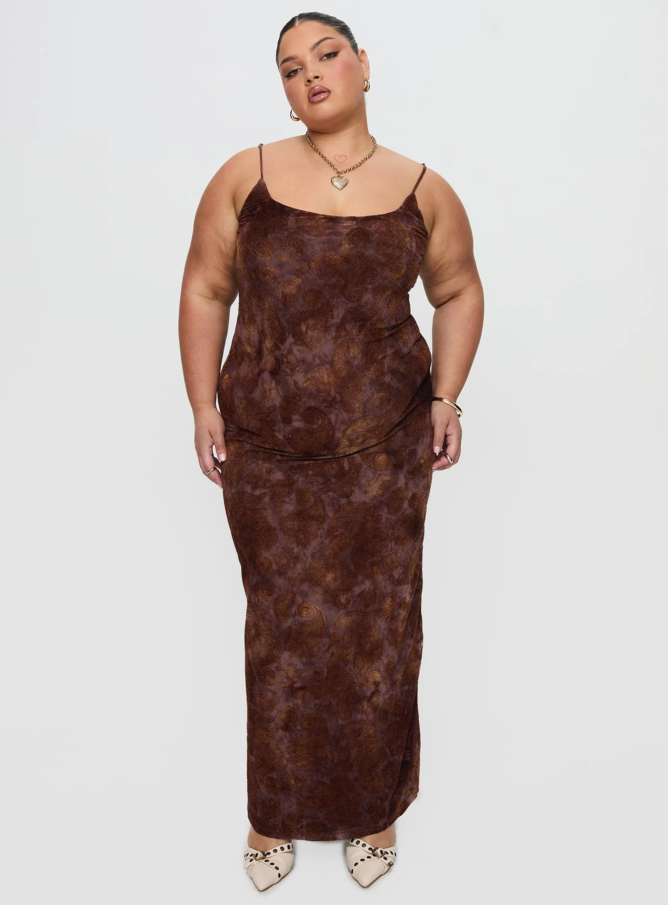 Knox Maxi Dress Chocolate Paisley Curve
