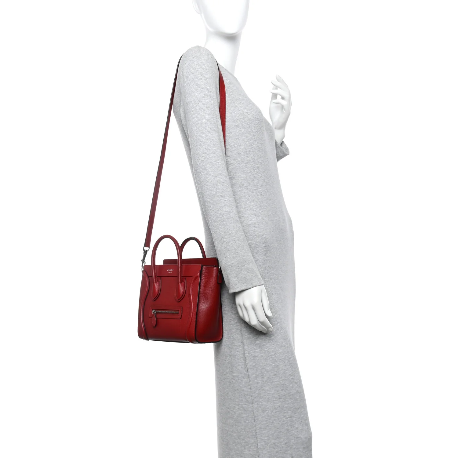 Drummed Calfskin Nano Luggage Merlot