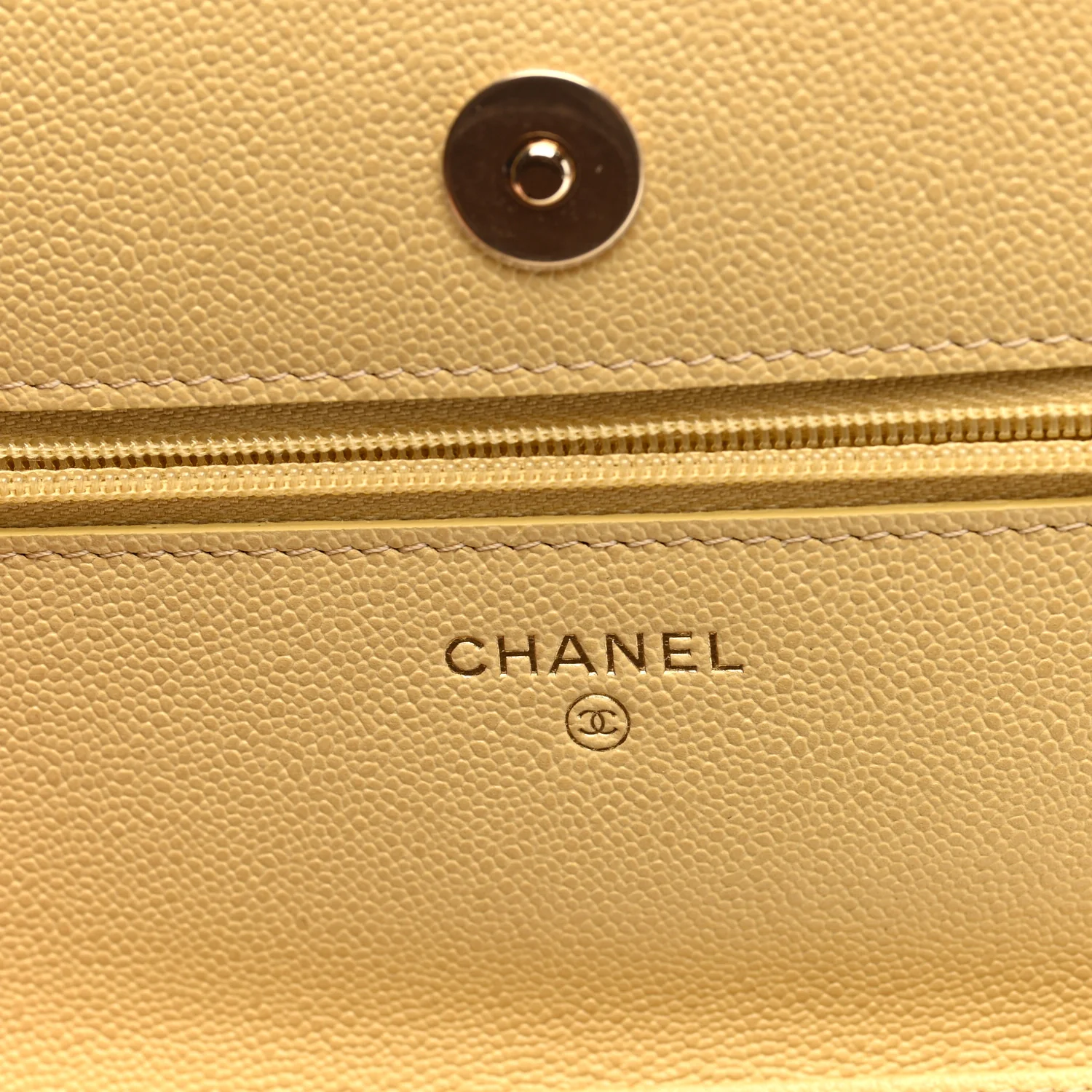 Caviar Quilted Studded CC Wallet on Chain WOC Yellow - Top Club