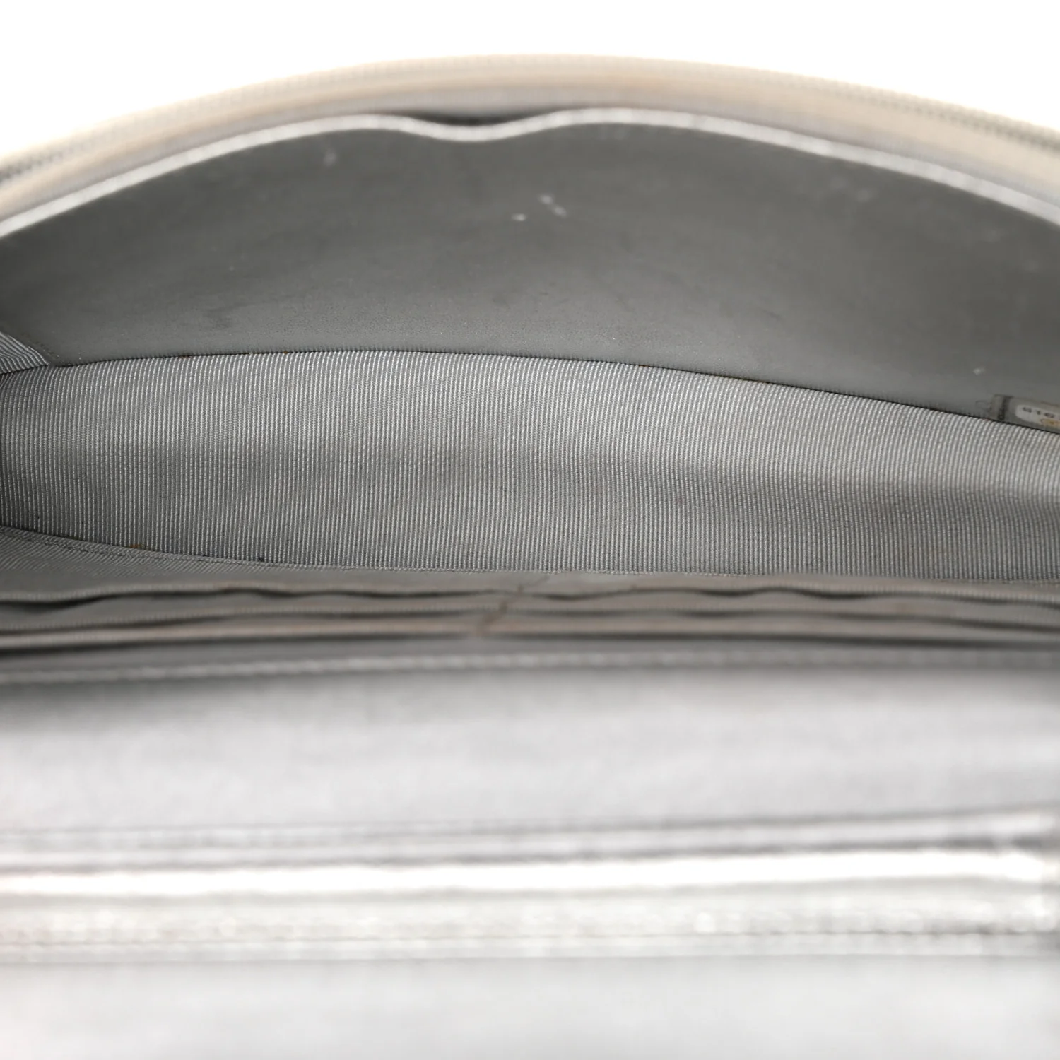 Metallic Lambskin Quilted Wallet On Chain WOC Silver - Top Club