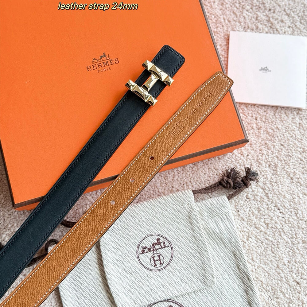 H Infini belt buckle   Reversible leather strap 24 mm - Top Club