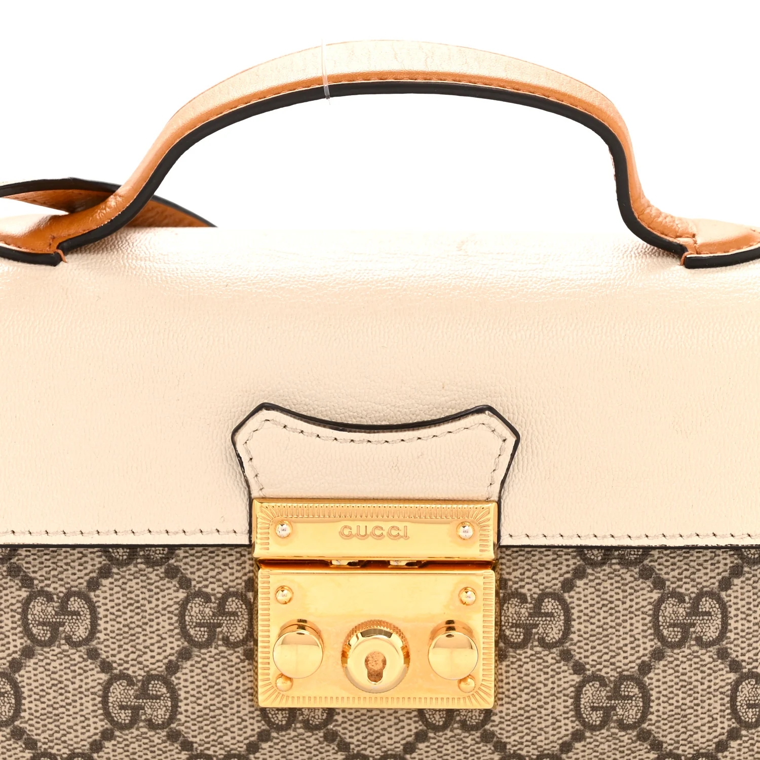 GG Supreme Monogram New Sakai Calfskin Mini Padlock Top Handle Shoulder Bag Beige Ebony Mystic White Sun Oil - Top Club