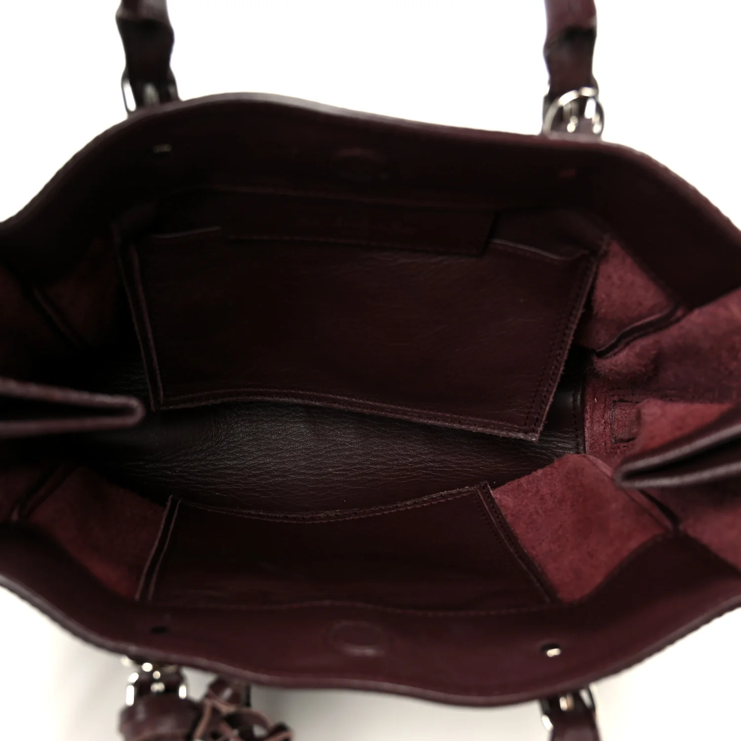 Calfskin Papier Mini A4 Zip Around Tote Rouge Aubergine - Top Club