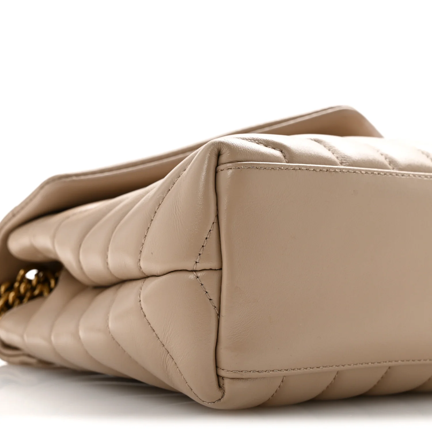 Calfskin Y Quilted Monogram Small Loulou Chain Satchel Dark Beige - Top Club