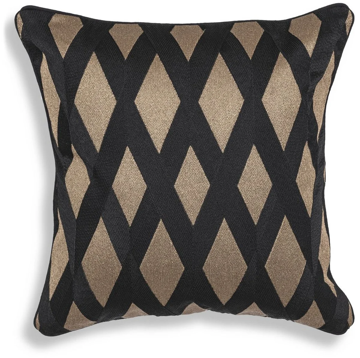 Luxury decorative cushion black / gold 50 x 50 cm - elegant decorative cushion with elegant diamond pattern - luxury quality - hotel collection