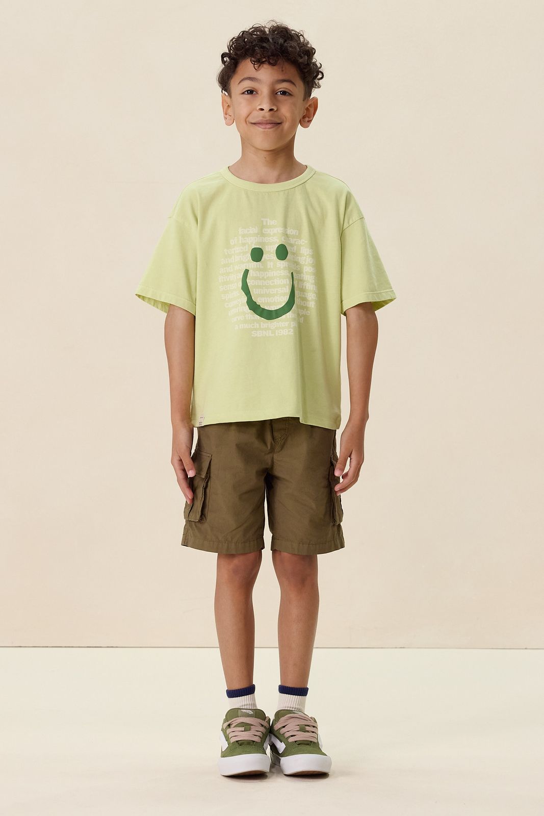 Lichtgroen T-shirt met smiley