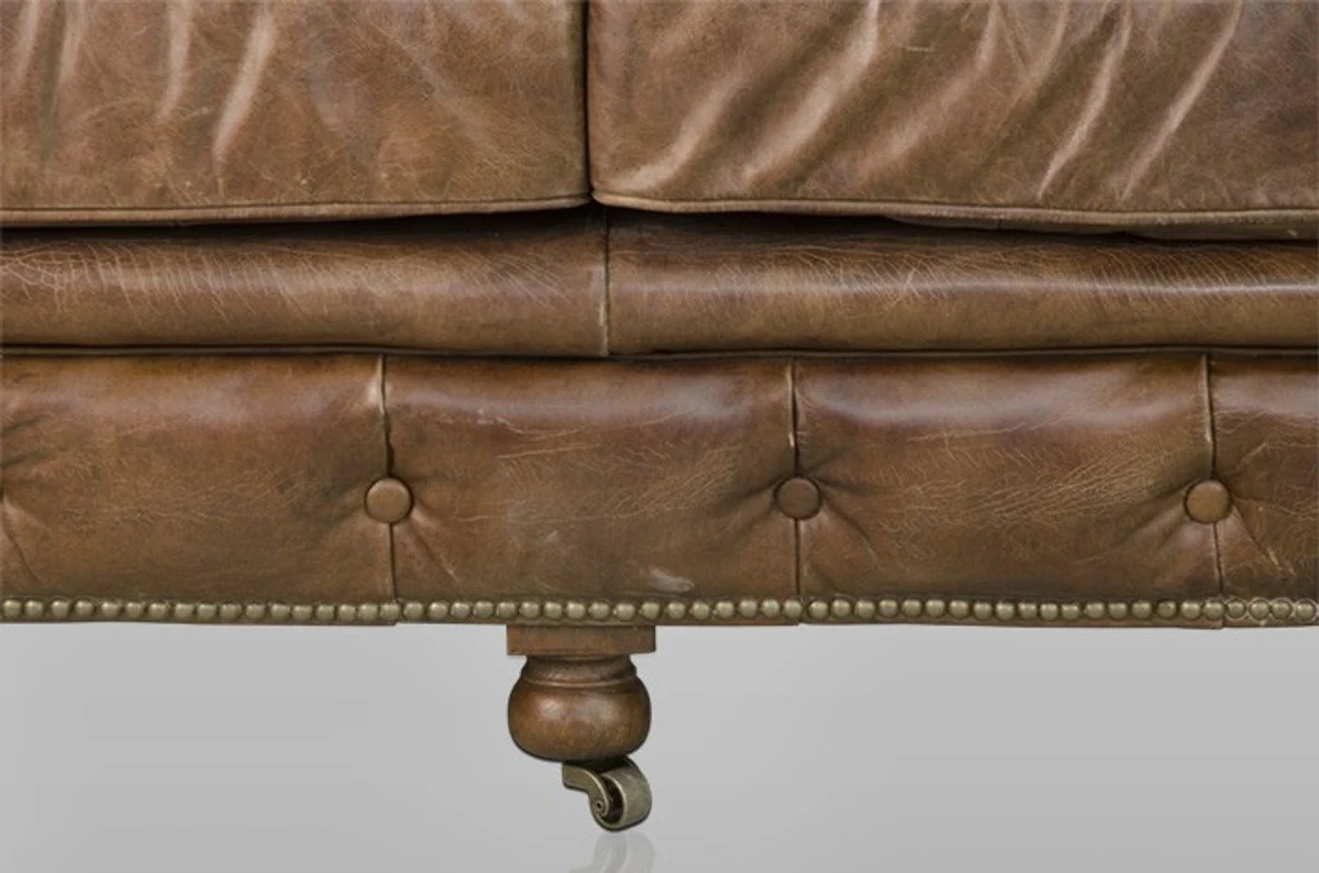 Chesterfield Luxury Real Leather Sofa 2.5 Seater Vintage Leather from Cigar