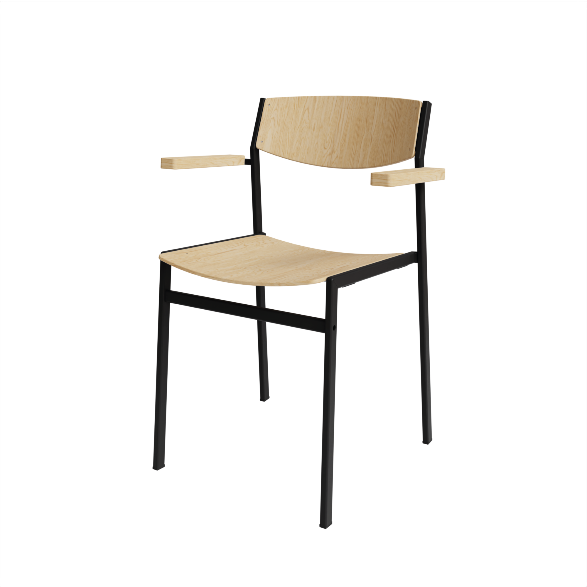 Dining 50 MA Hout - Frame RAL9005 Jet Black - Eiken Fineer Naturel + arms Eiken Fineer Naturel