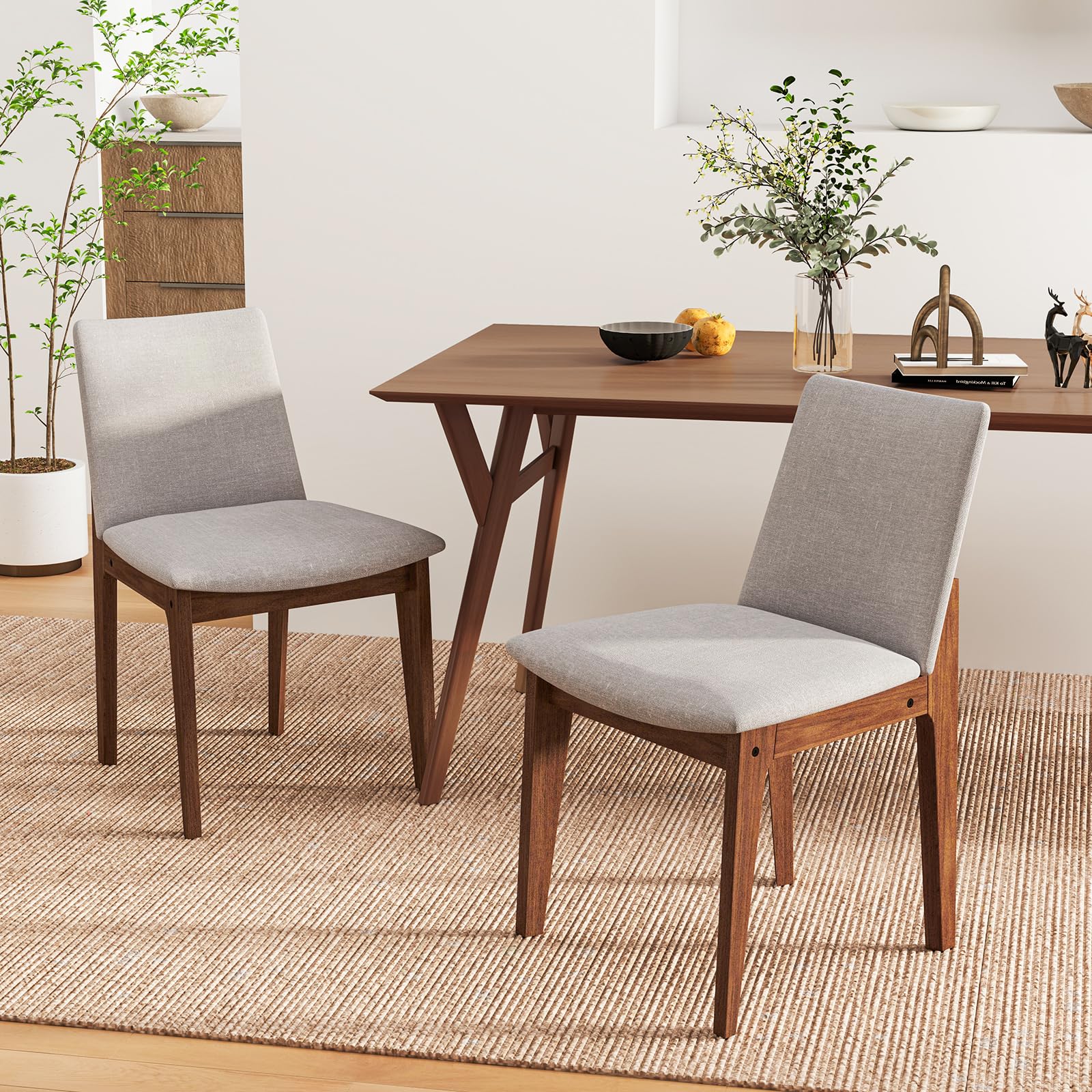 BEFOUNDLOVELY Upholstered Dining Chairs Set of 2/4 with Rubber Wood Frame, Padded Cushions, High Curved Back