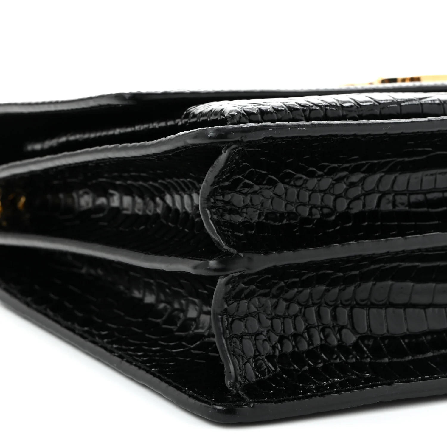 Calfskin Crocodile Embossed Large Monogram Sunset Black - Top Club