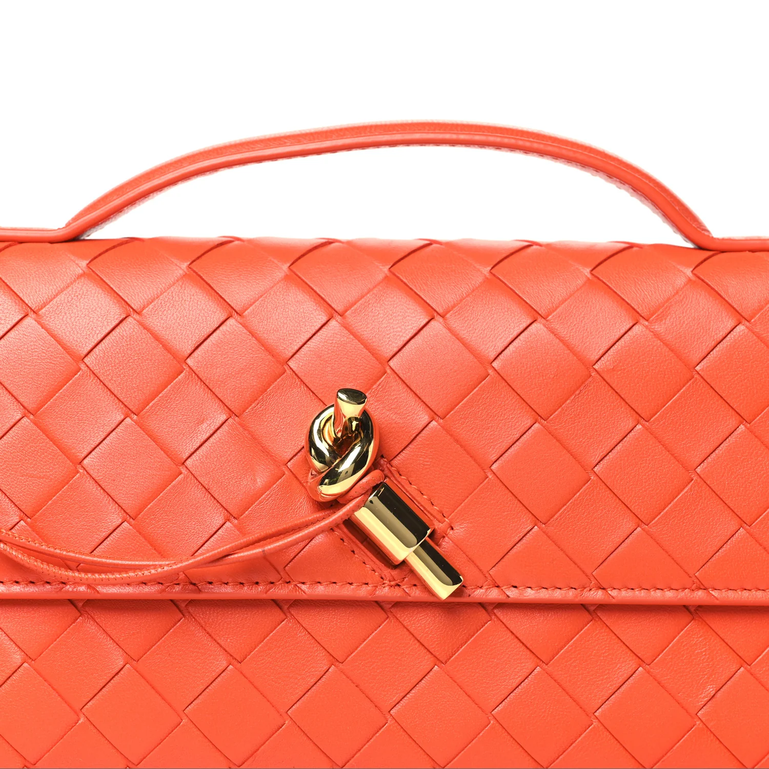 Nappa Intrecciato Long Andiamo Top Handle Clutch Cherry Tomato - Top Club