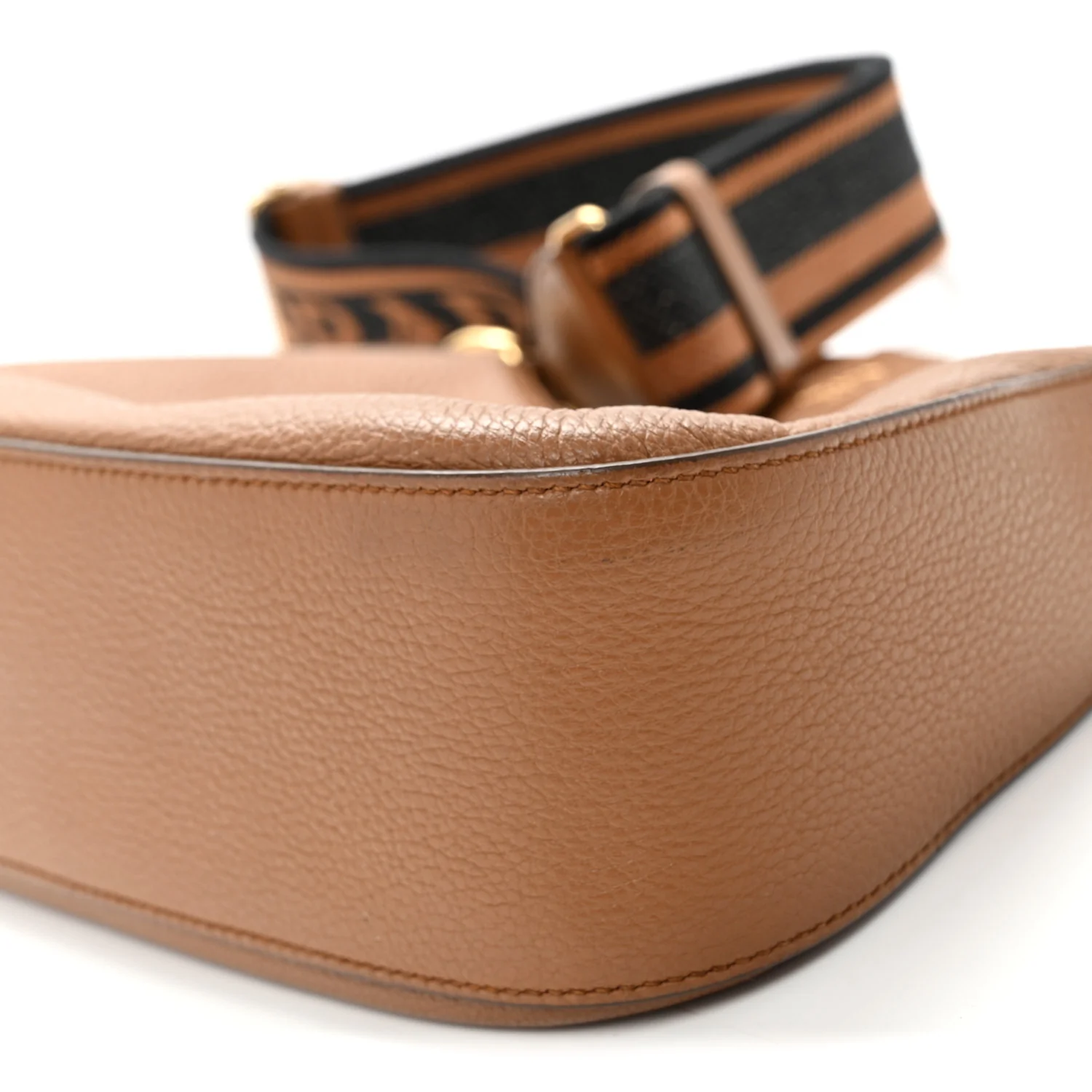 Vitello Daino Soft Zippered Hobo Shoulder Bag Caramel - Top Club