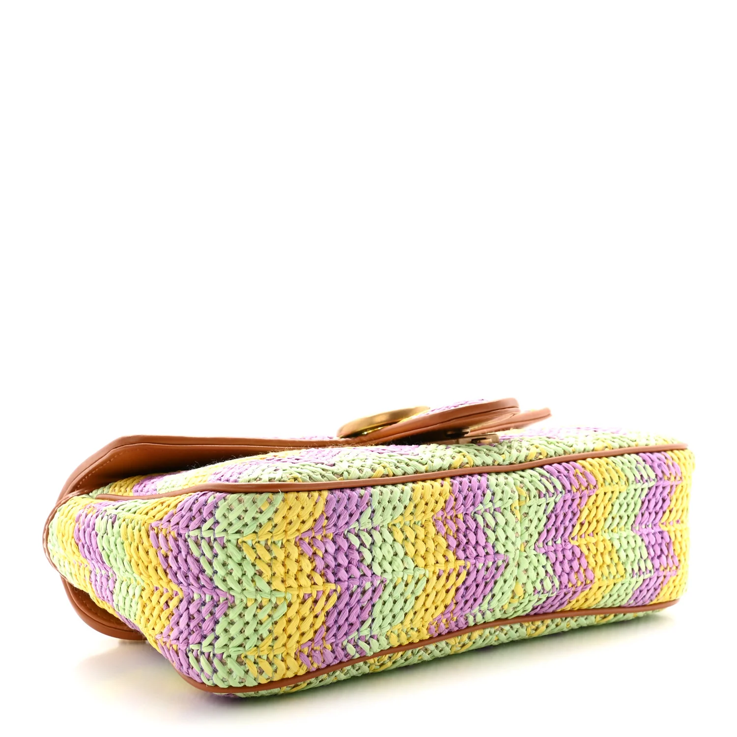 Calfskin Raffia Woven Small GG Marmont Shoulder Bag Multicolor - Top Club