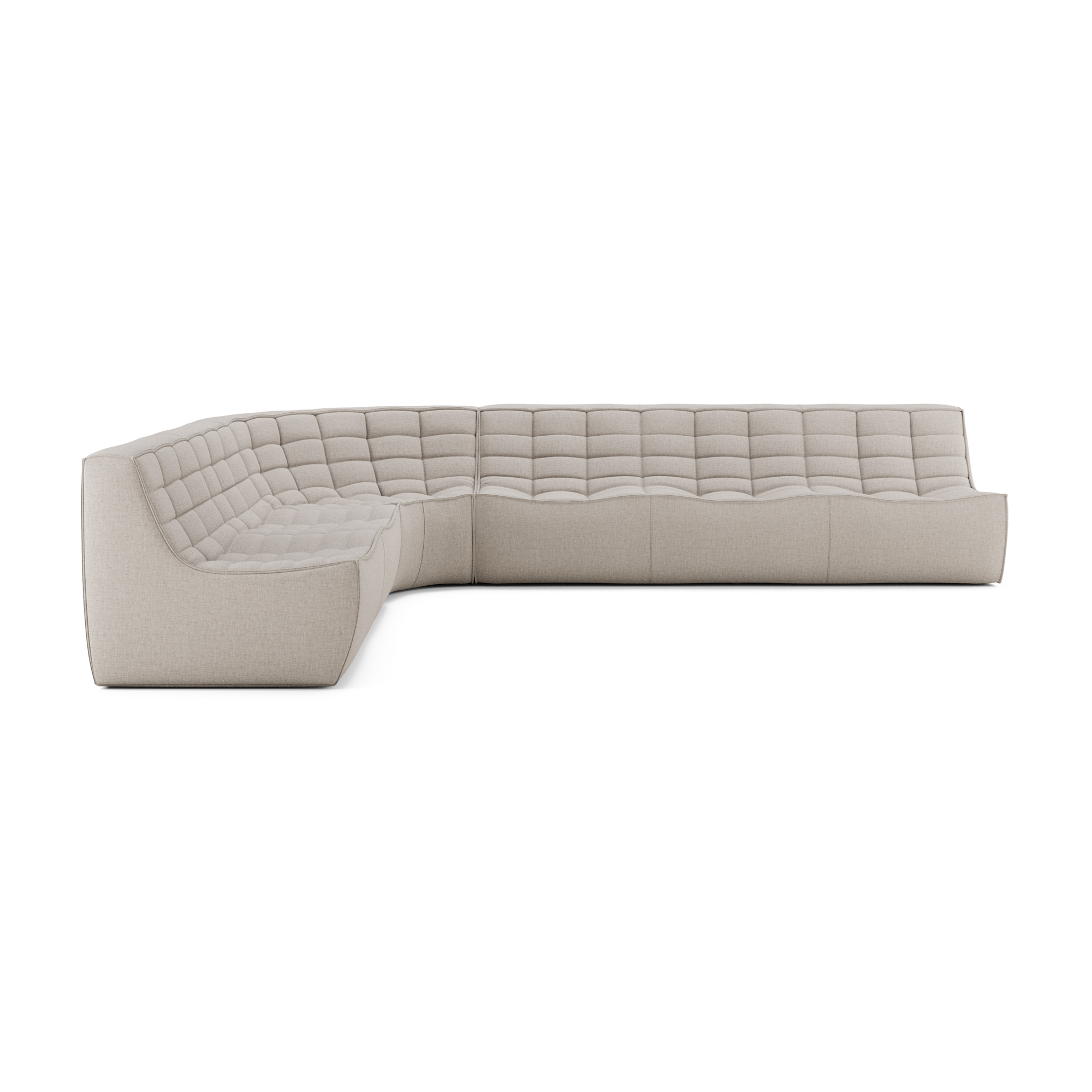 Modulaire bank N701 beige set 2 seat, 3 seat, 90° ronde hoek