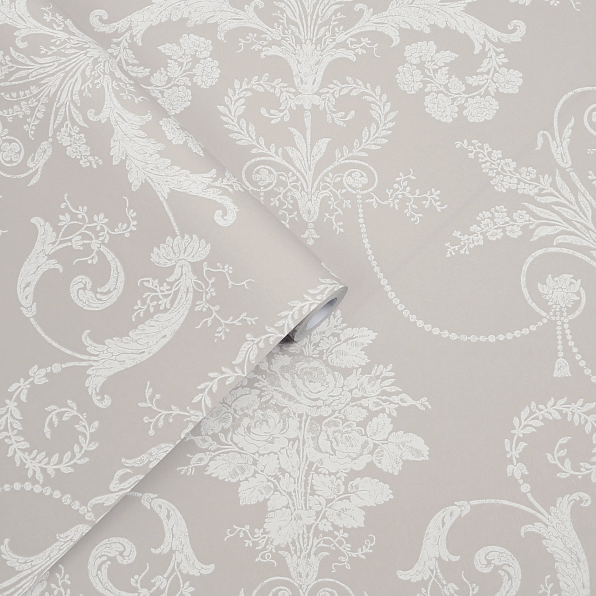 Vliesbehang josette white & dove grey
