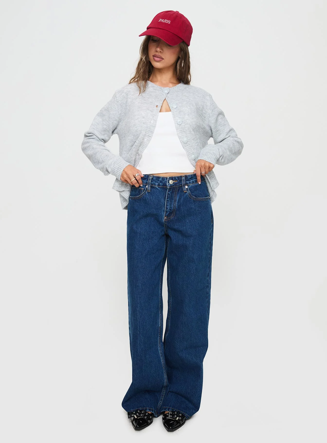Shima Low Rise Straight Leg Jeans Mid Wash