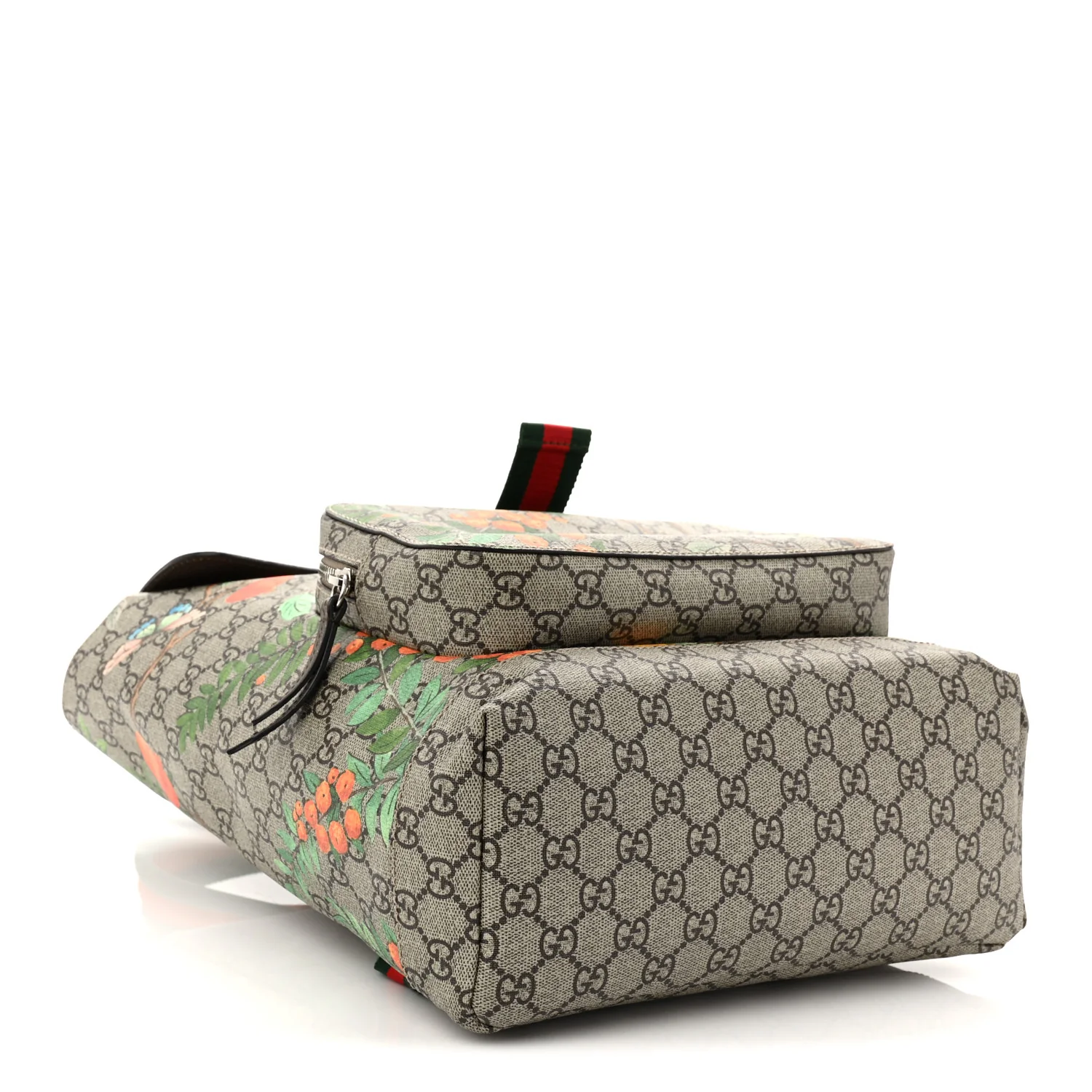 GG Supreme Monogram Tian Web Single Buckle Backpack Beige Multicolor New Acero - Top Club