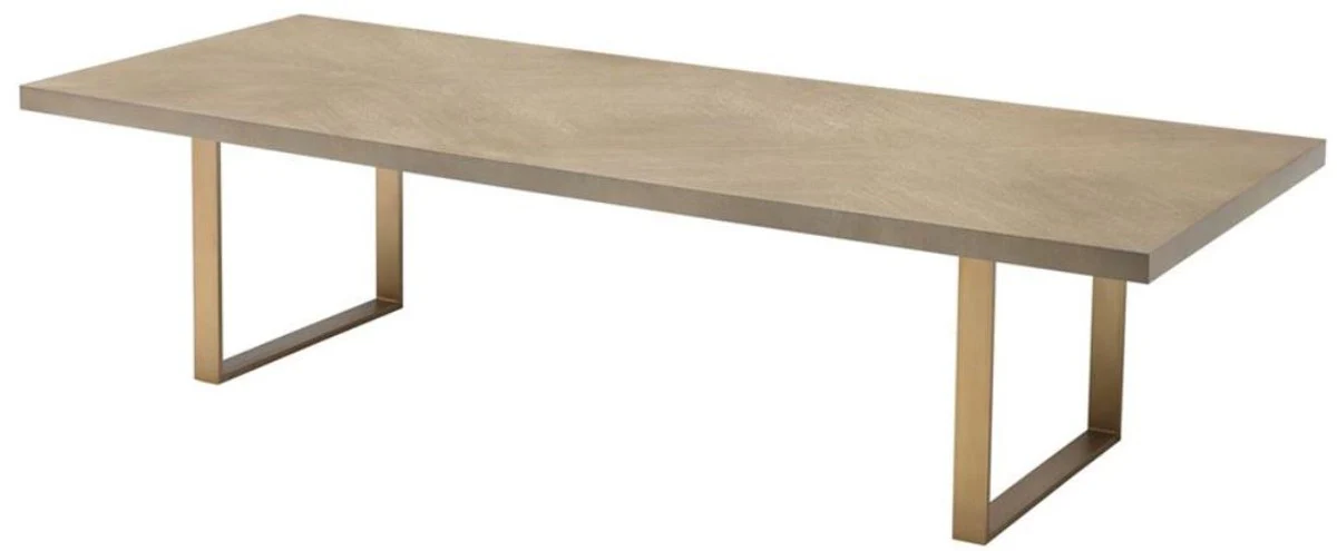 Dining table kitchen table brown / brass 300 x 115 x H. 75 cm - luxury kitchen furniture