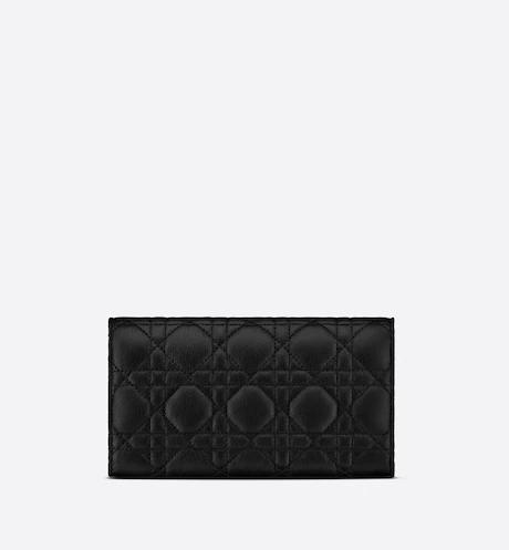 D CARO WALLET Black Supple Cannage Calfskin - Top Club