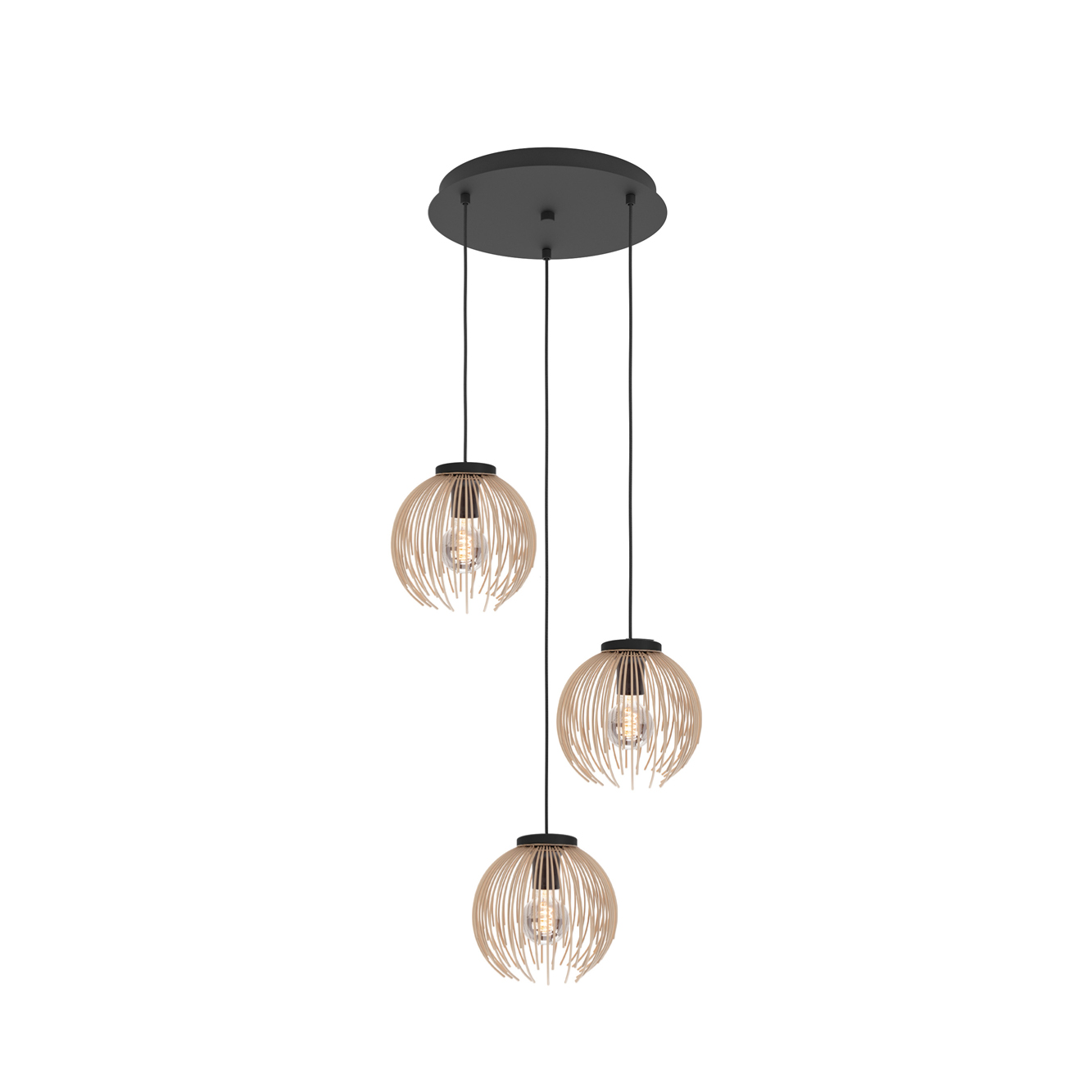 Hanglamp Alhabia 3-lichts zwart/zand