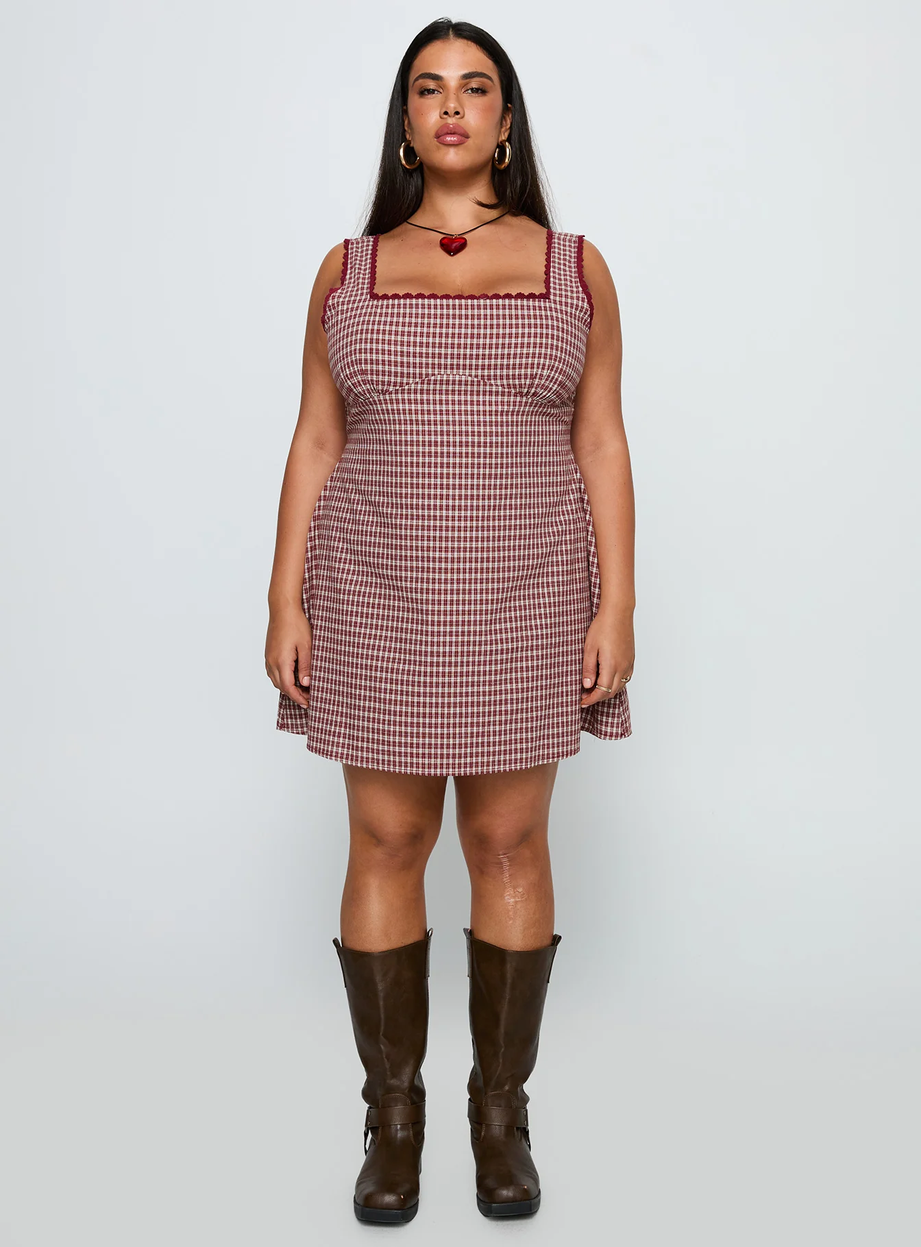 Dasha Mini Dress Red Check Curve