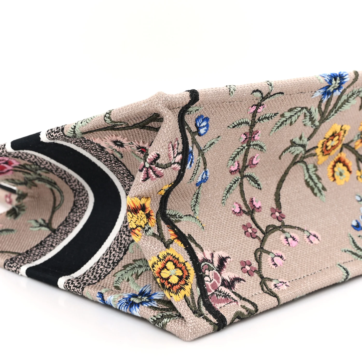 Canvas Embroidered Petites Fleurs Medium Book Tote Rose Multicolor - Top Club