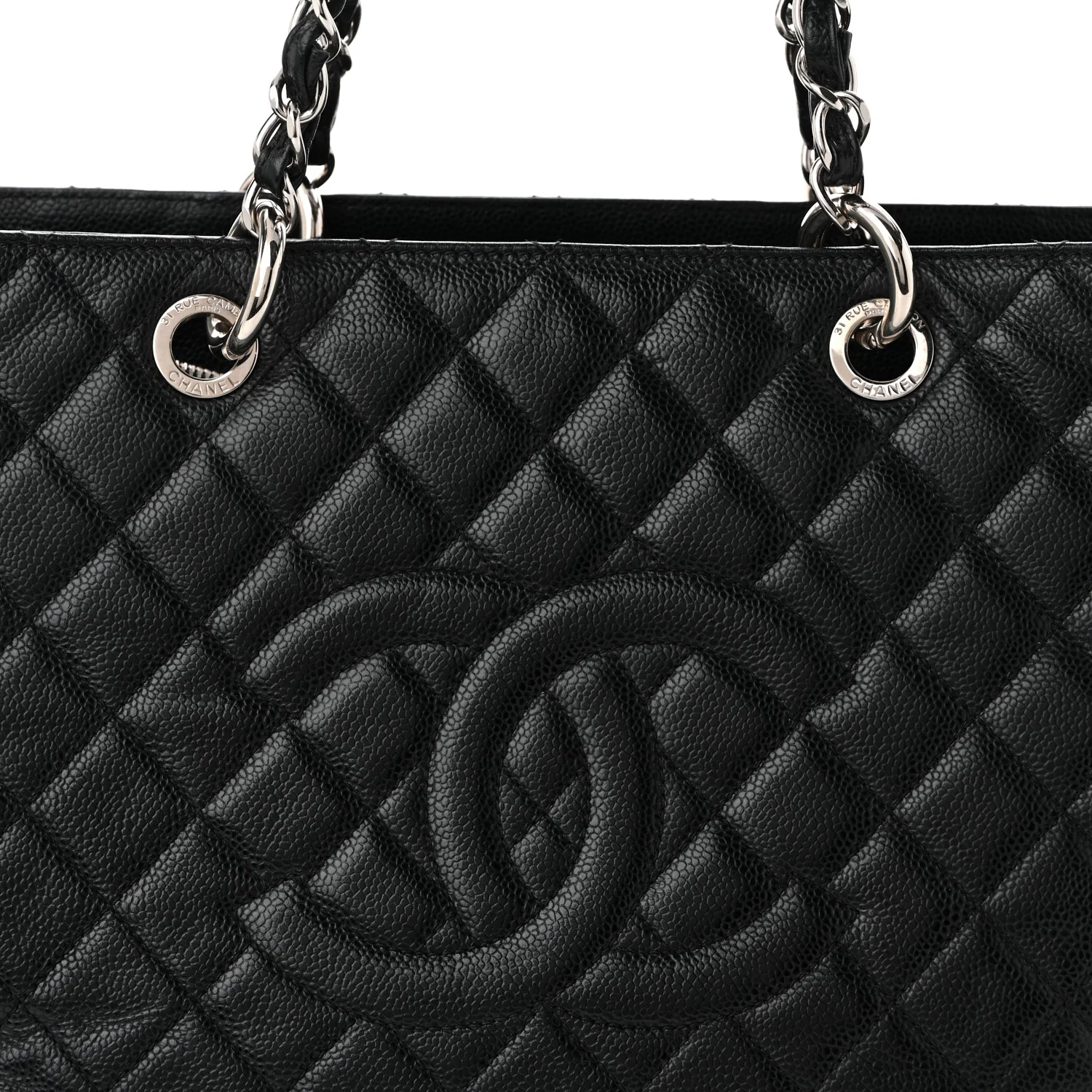 Caviar Quilted XL Grand Shopping Tote GST Black - Top Club