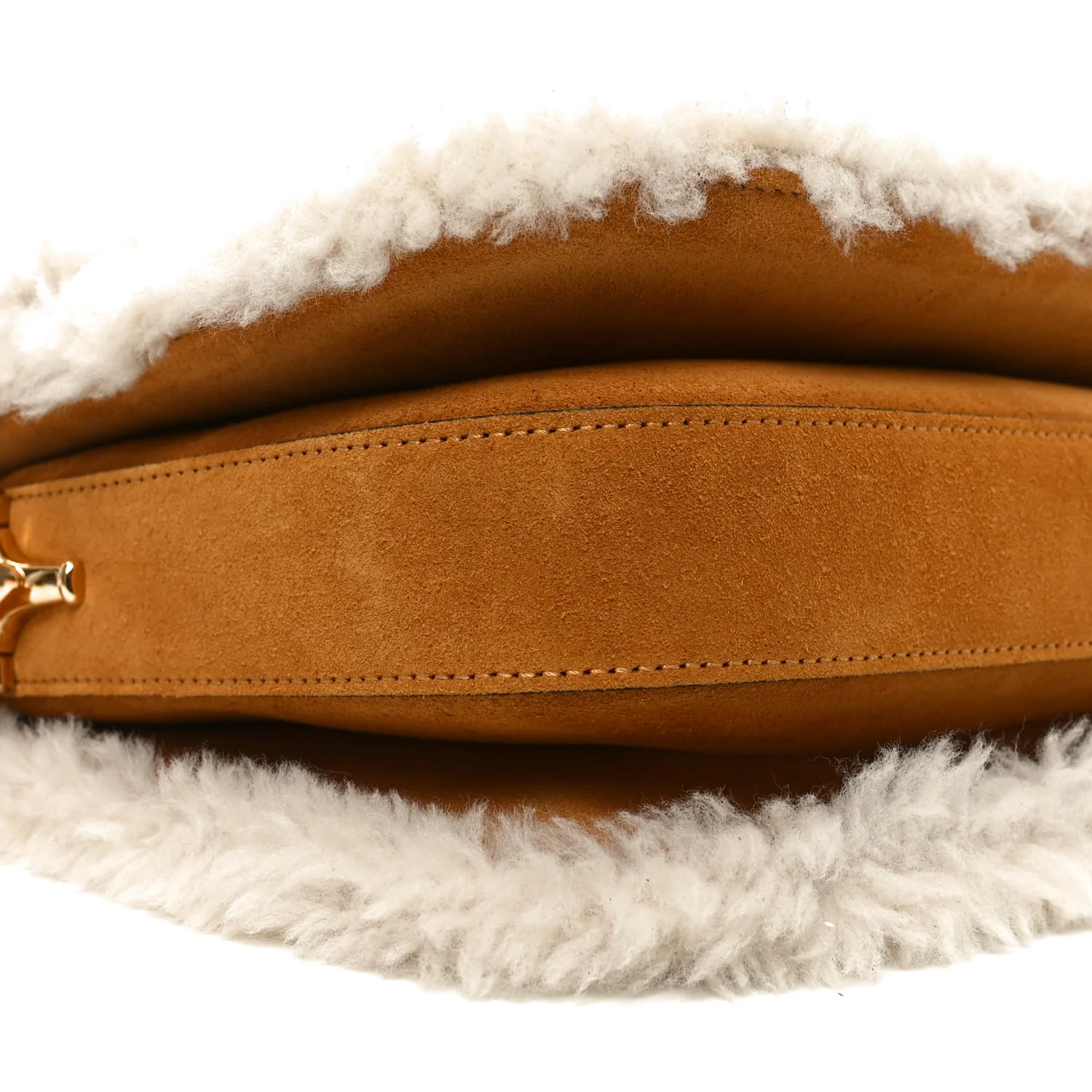 Suede Shearling Horsebit 1955 Shoulder Bag Honey Beige Milk - Top Club