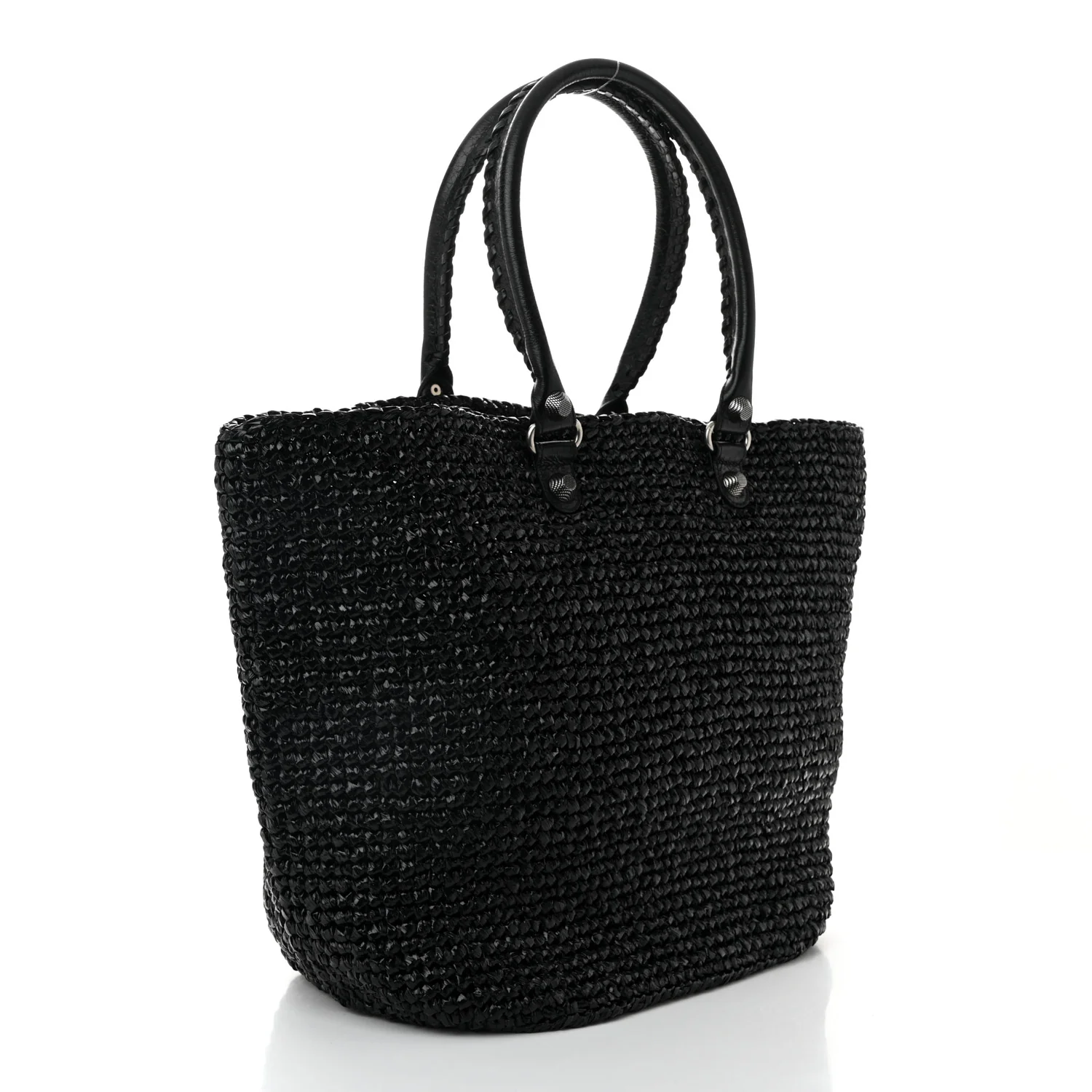 Raffia Woven Large Le Cagole Panier Tote Black - Top Club