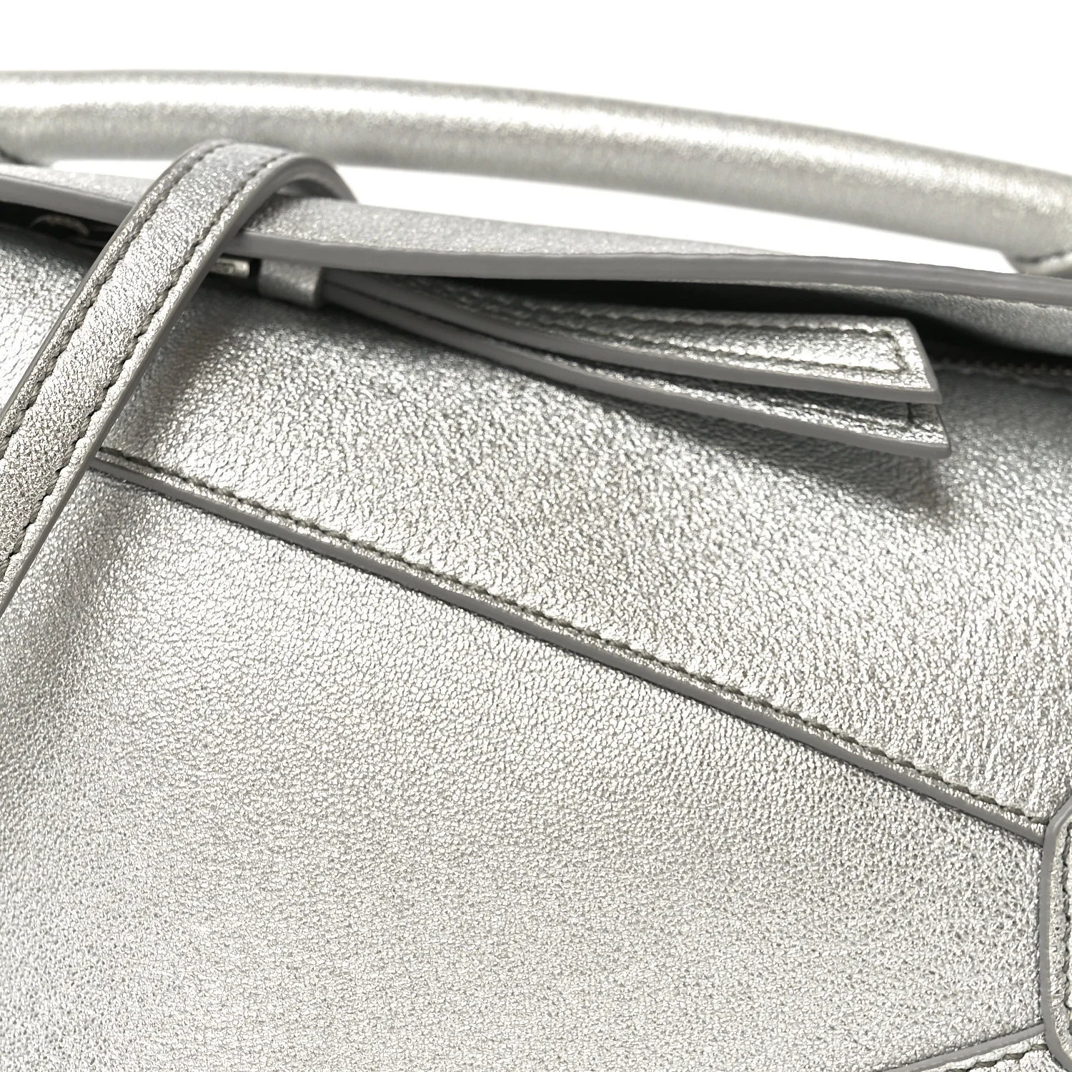 Laminated Lambskin Mini Puzzle Edge Bag Silver - Top Club