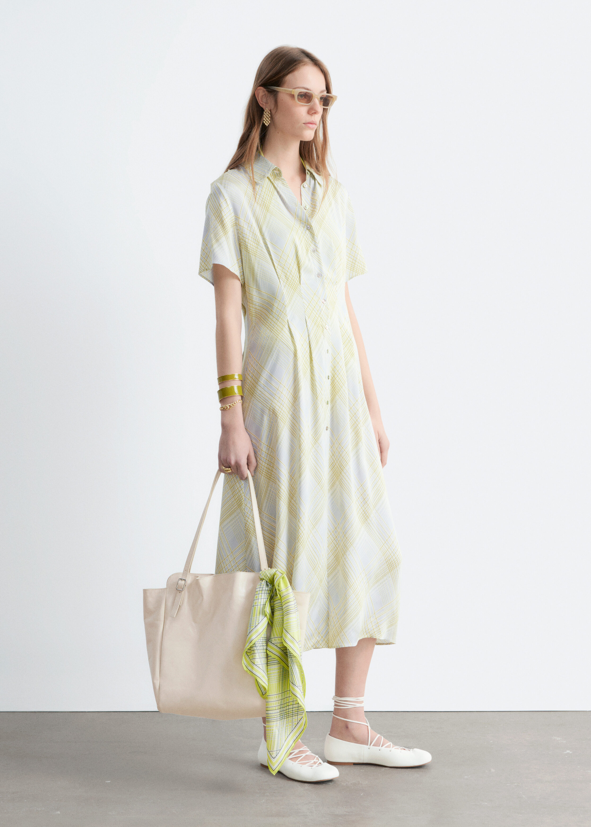 & Other Stories PLEATED WAIST SHIRT DRESS