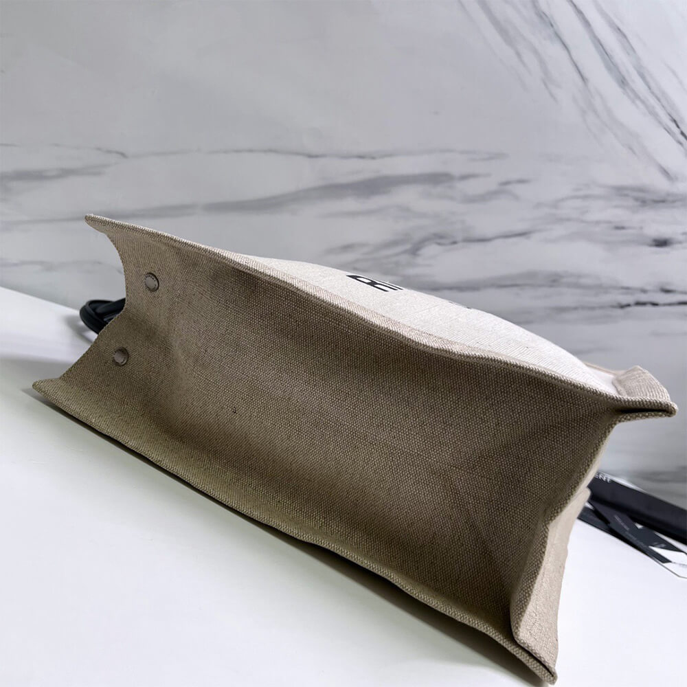 RIVE GAUCHE TOTE BAG IN LINEN AND LEATHER - Top Club