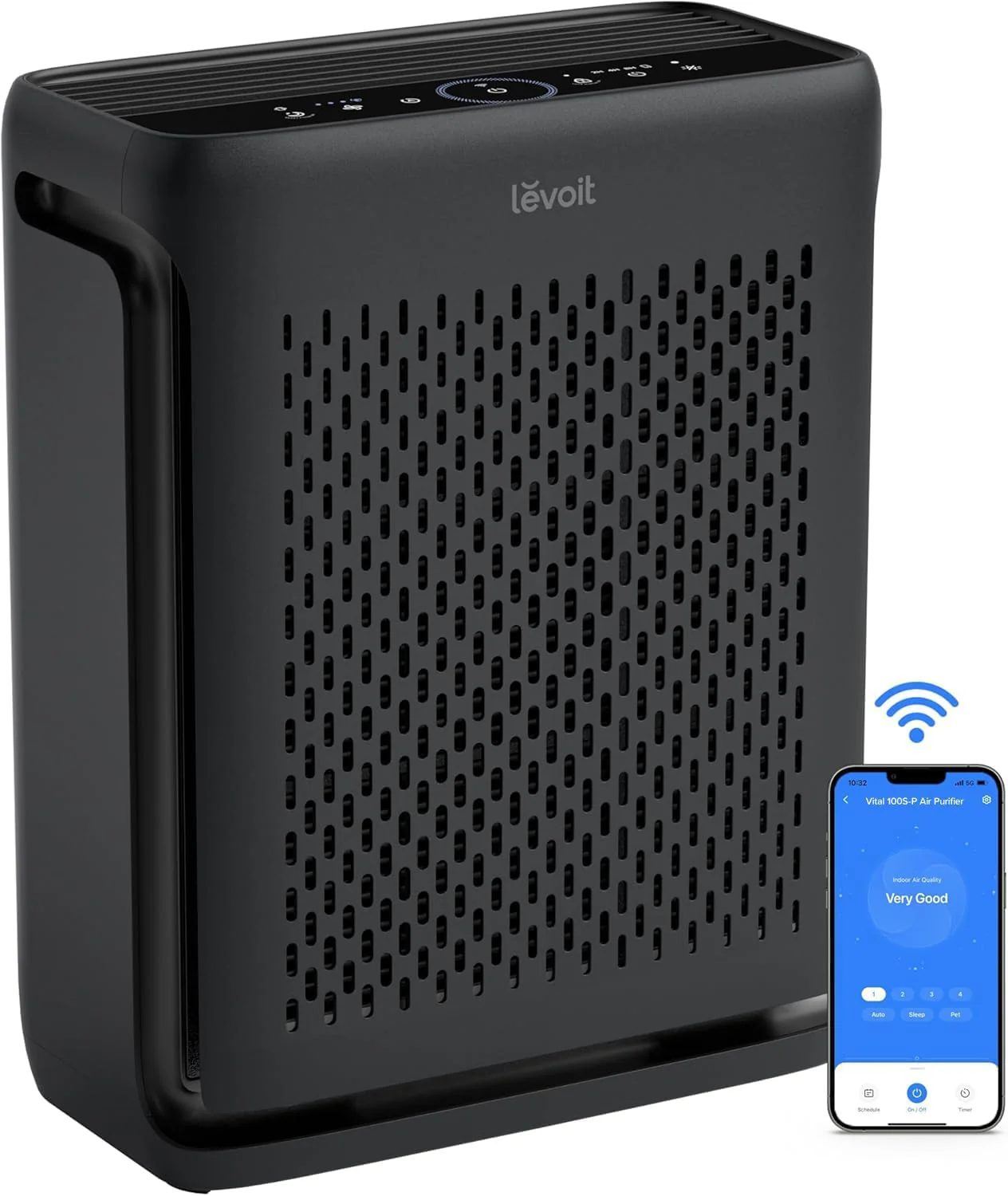 LEVOIT Air Purifier for Home Large Room Up to 1073Ft² with Air Quality Monitor, AHAM VERIFIDE, Smart WiFi, Washable Pre-Filter, HEPA Sleep Mode for Pets, Allergies, Dust, Pollen, Vital 100S-P, White