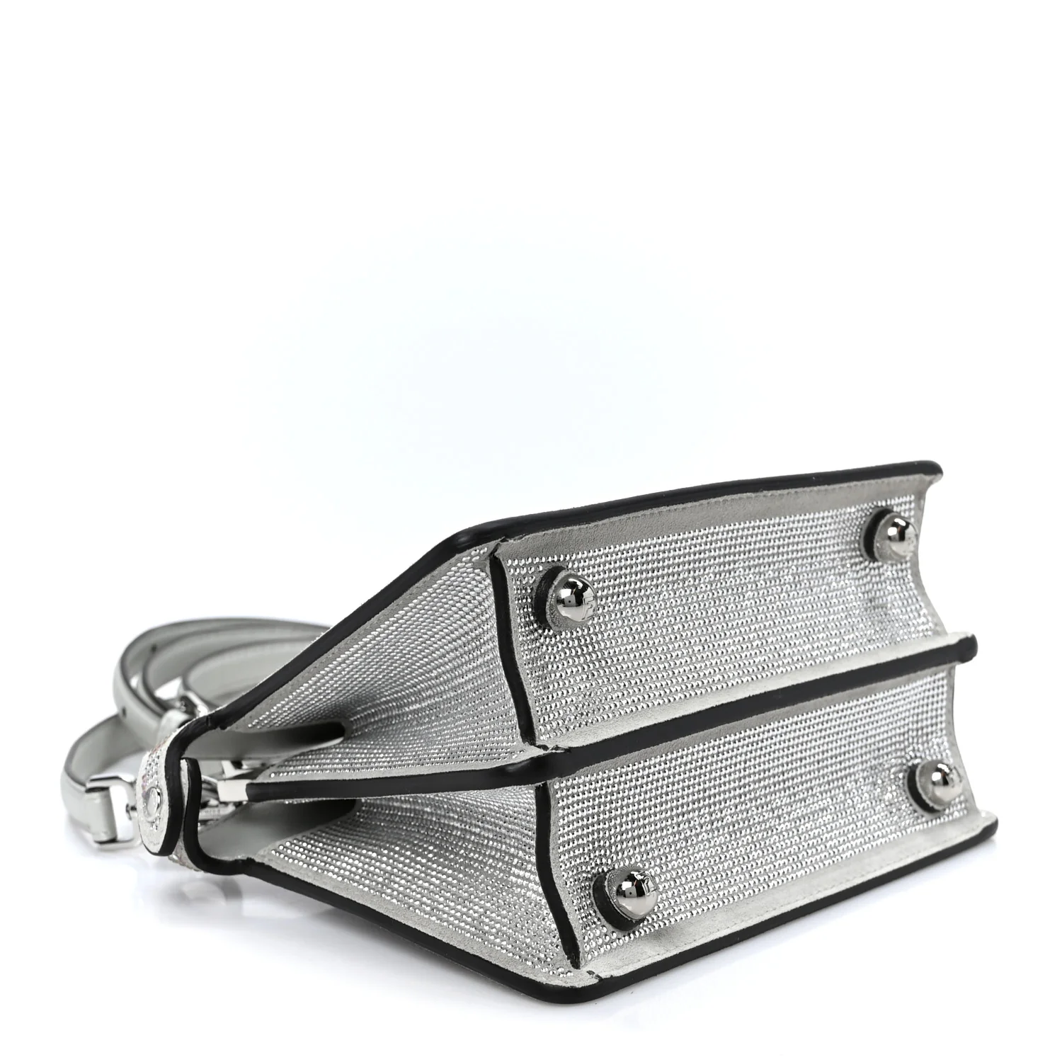 Iridescent Crystal Vitello Laminato Suede FF Petite Peekaboo I SEE U Satchel Cappuccino - Top Club