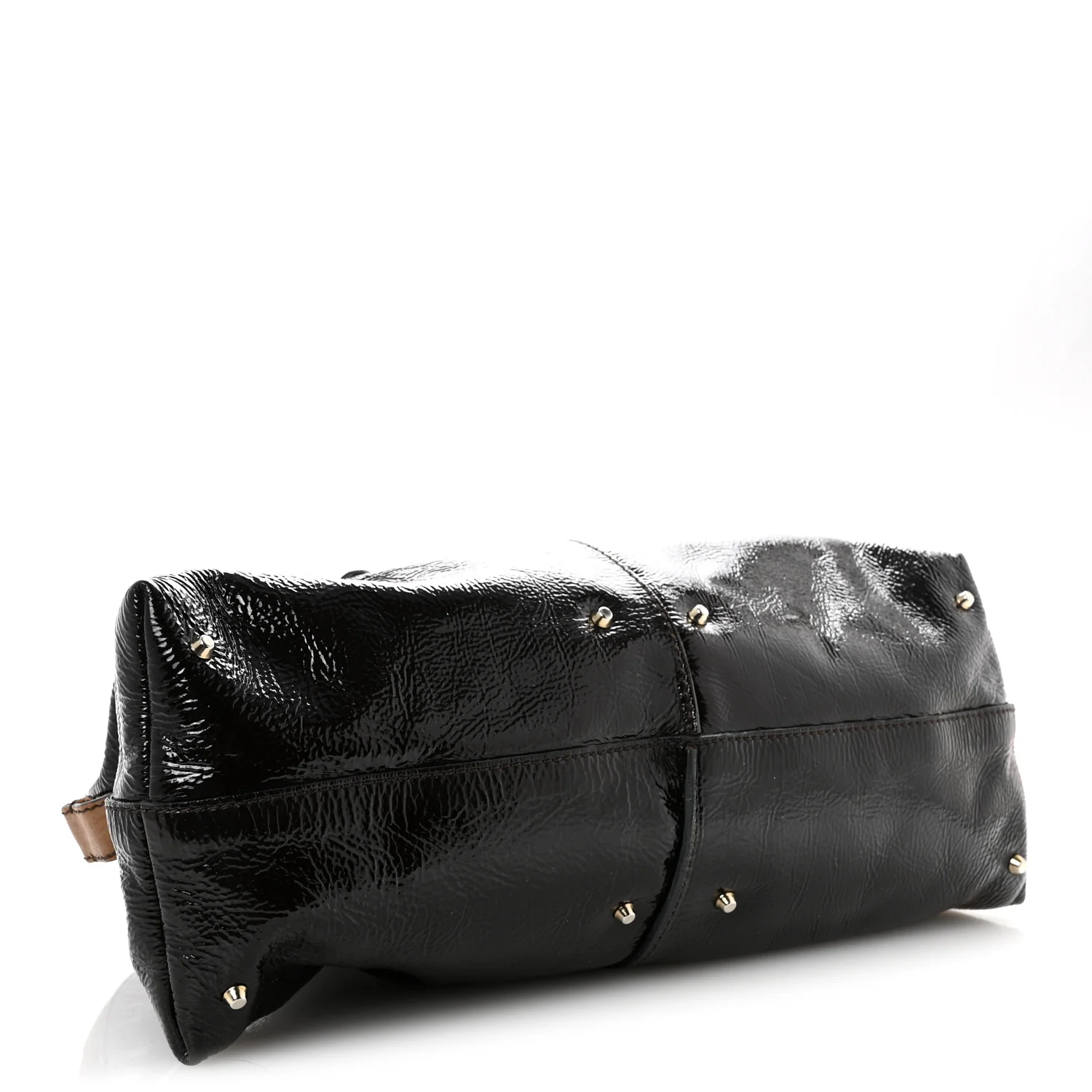 Patent Lambskin Medium Paddington Satchel Dark Brown - Top Club