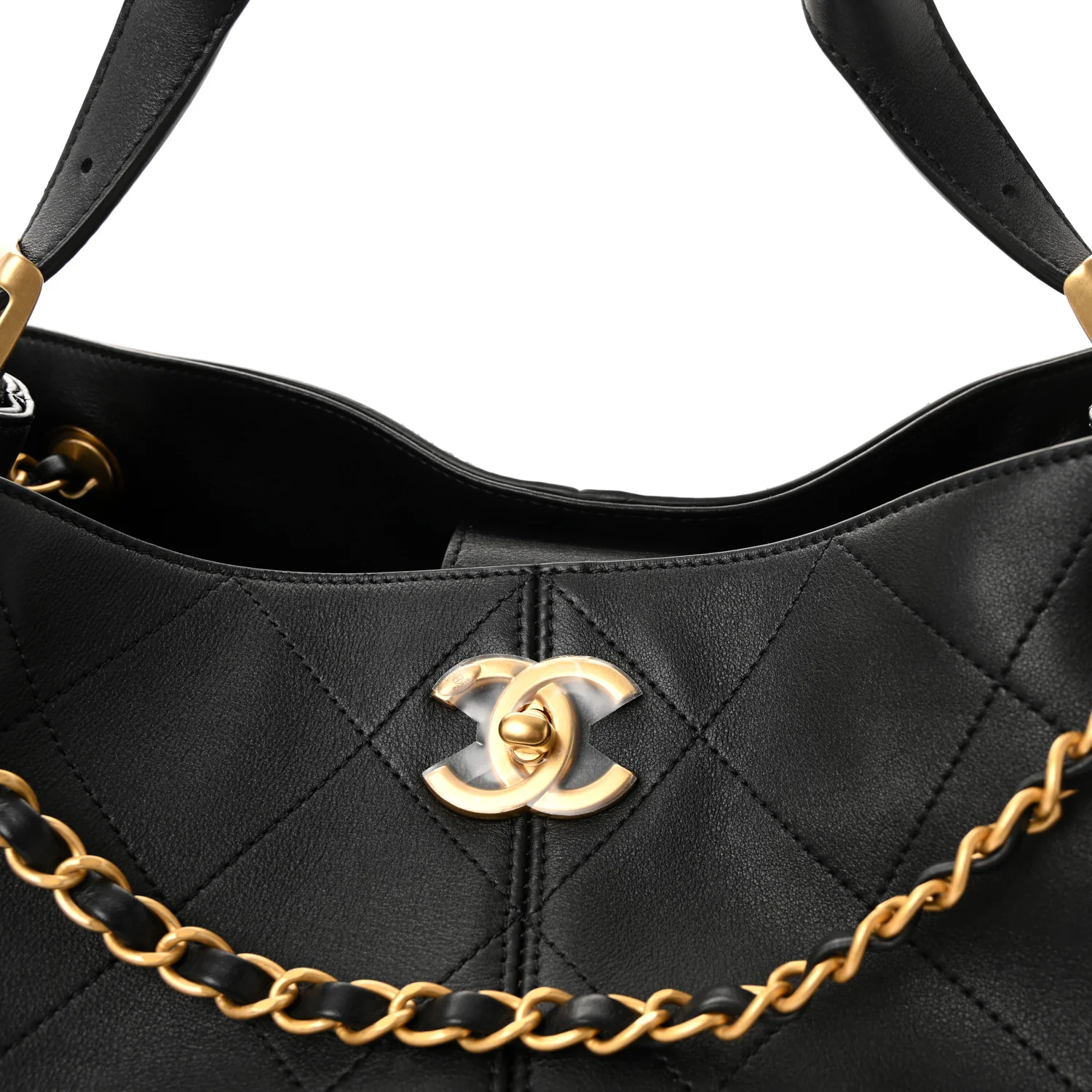 Calfskin Quilted Small Coco Base Shopping Bag Black - Top Club